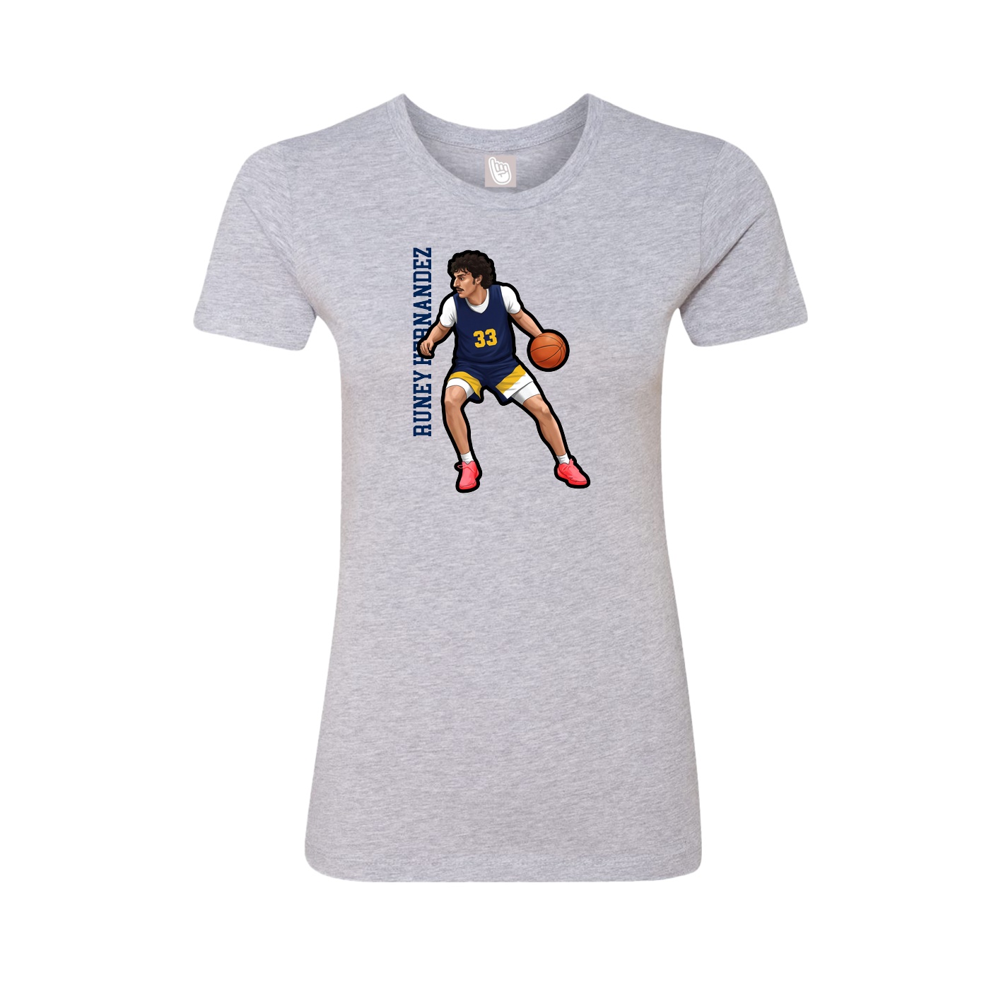 Fitted Women's Tee — Name Vertical in Grey
