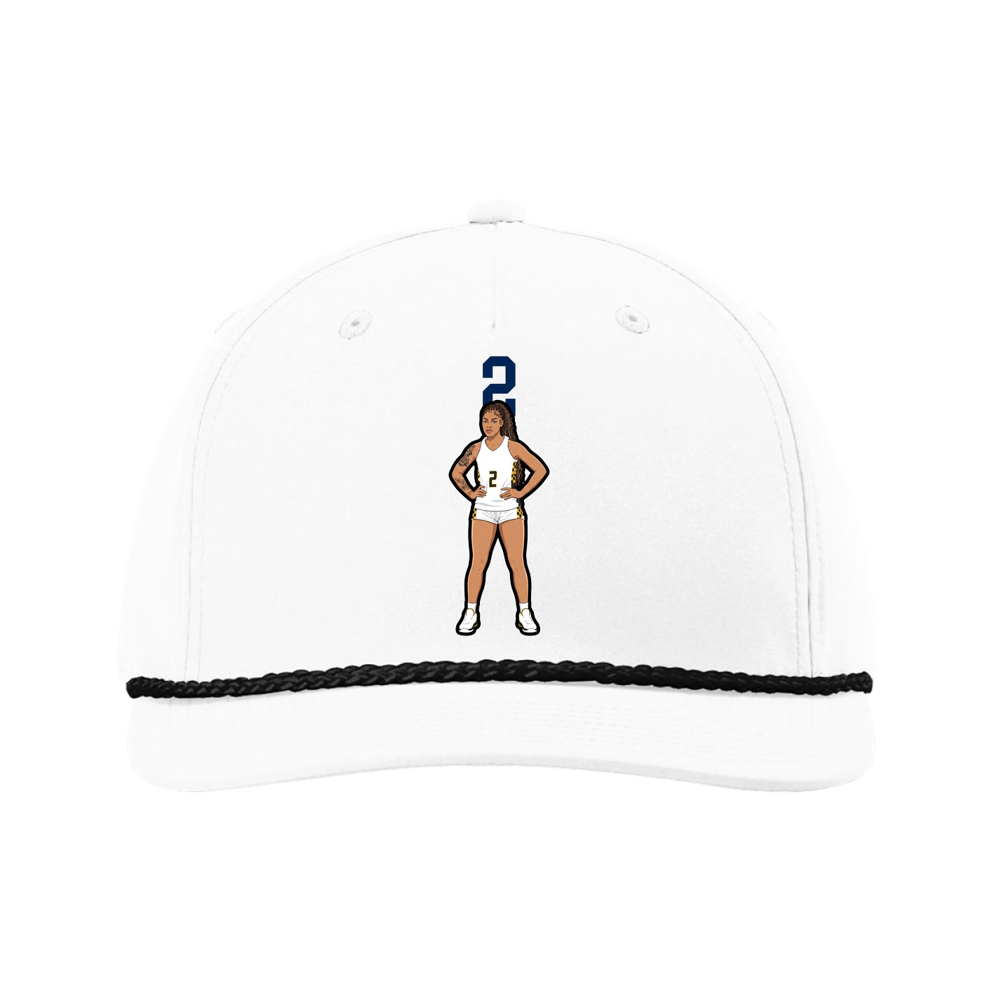 Five-Panel Classic Rope Cap — Number Top in White