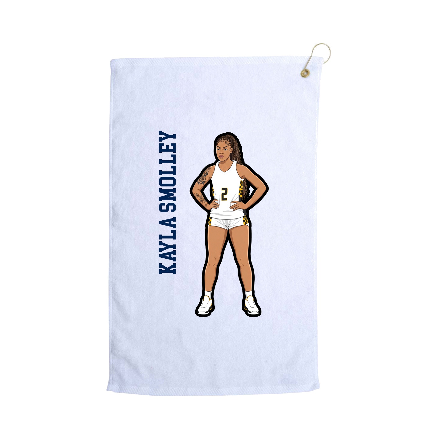 Golf Towel — Name Vertical in White