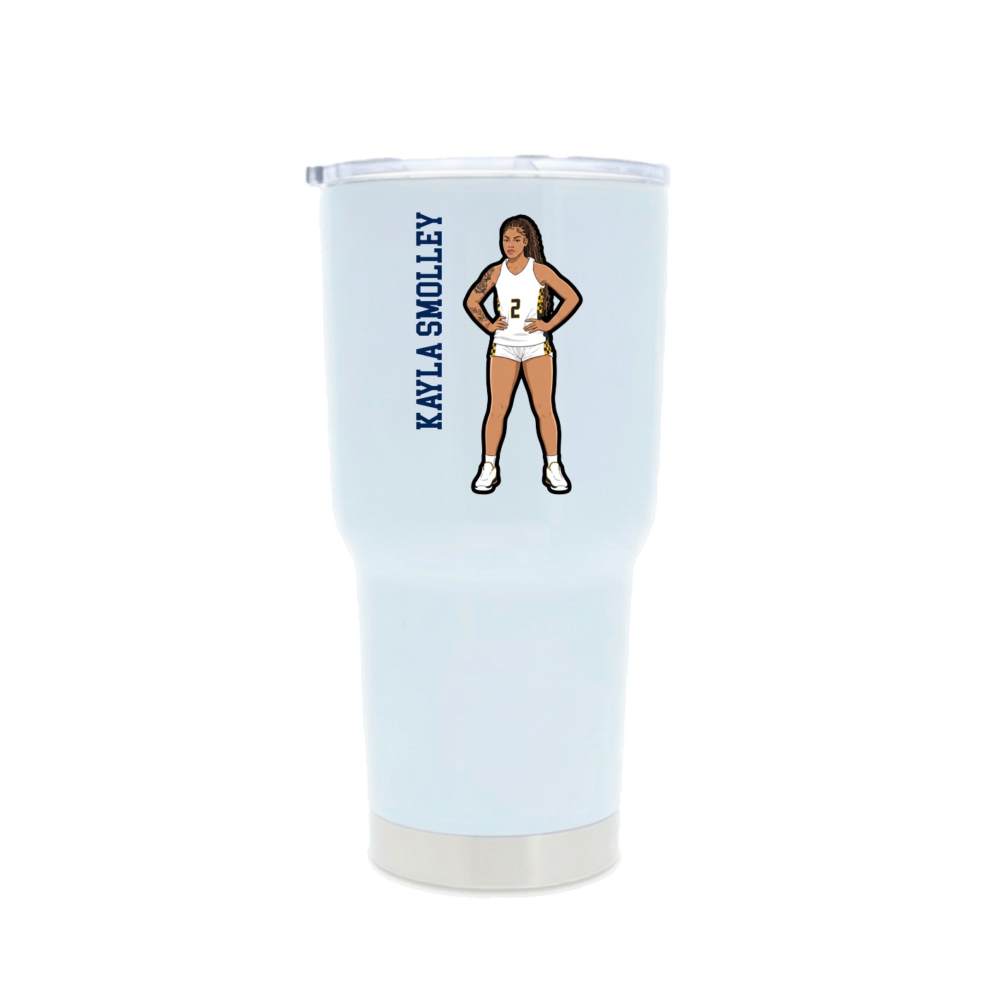 30oz Stainless Steel Tumbler — Name Vertical in White