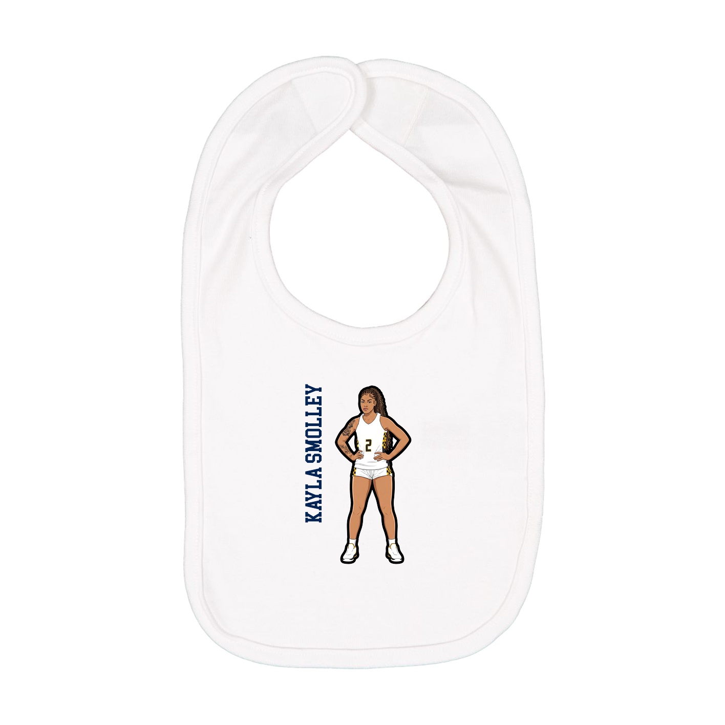 Infant Bib — Name Vertical in White