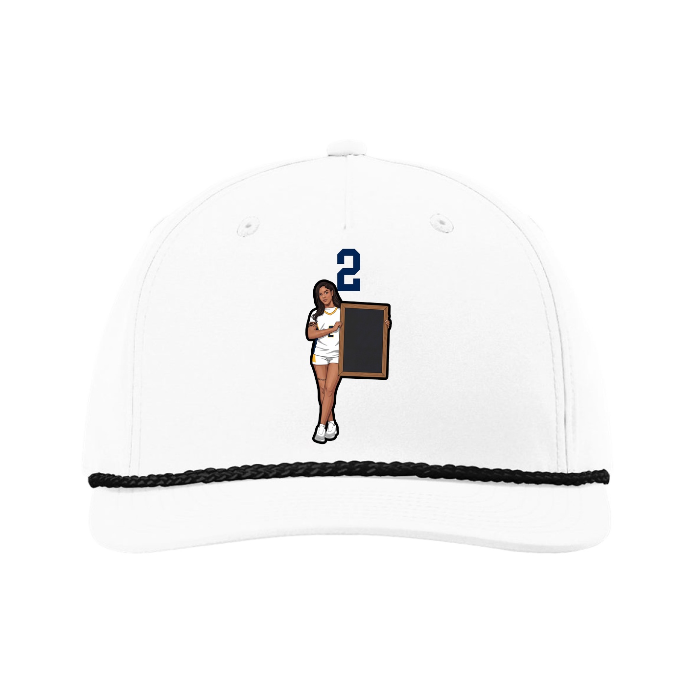 Five-Panel Classic Rope Cap — Number Top in White