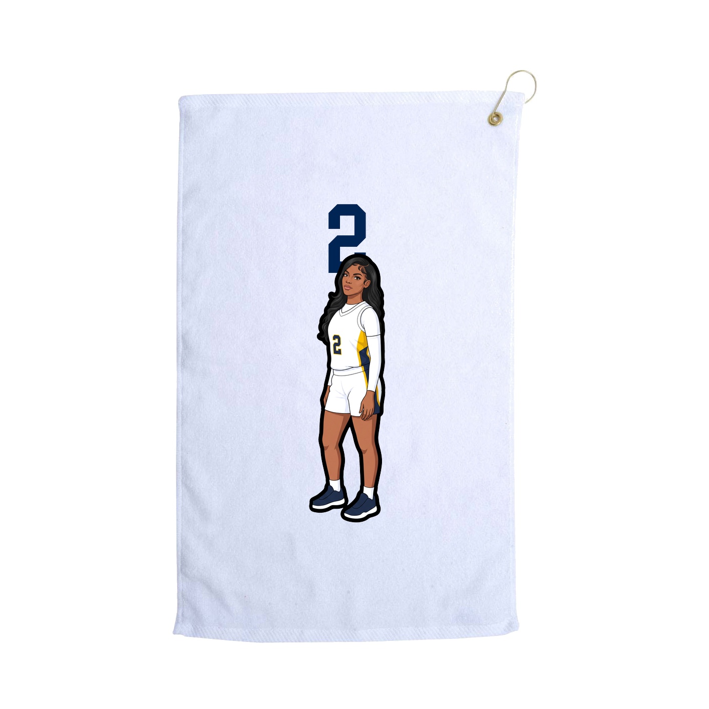 Golf Towel — Number Top in White