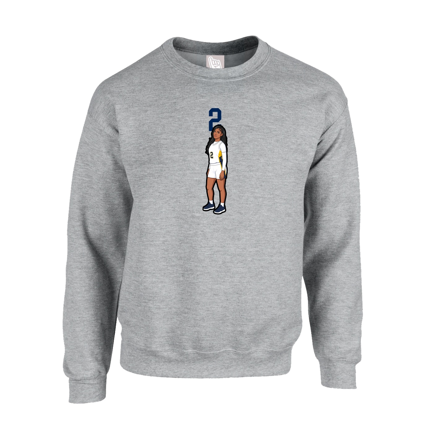 Fleece Crew — Number Top in Grey