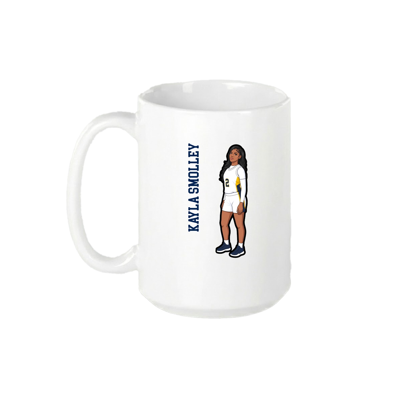 15oz Coffee Mug — Name Vertical in White