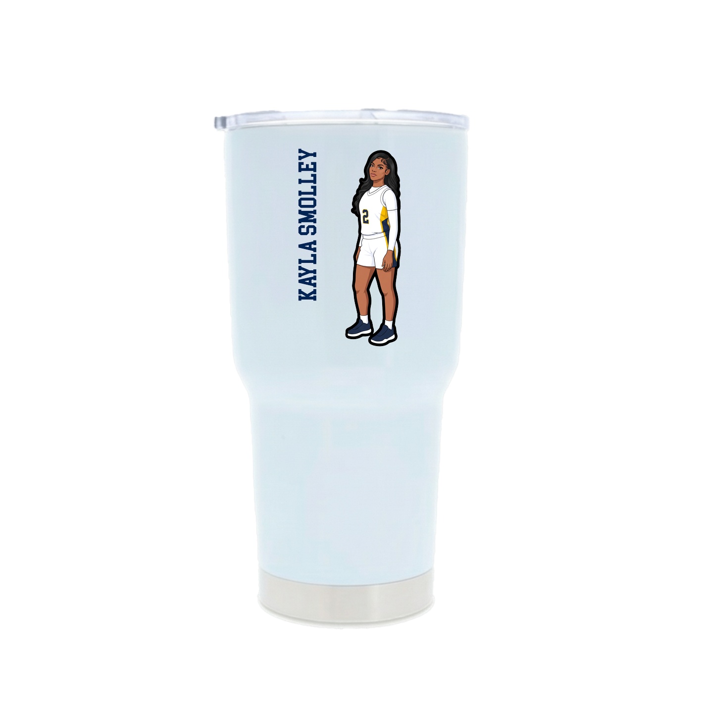 30oz Stainless Steel Tumbler — Name Vertical in White