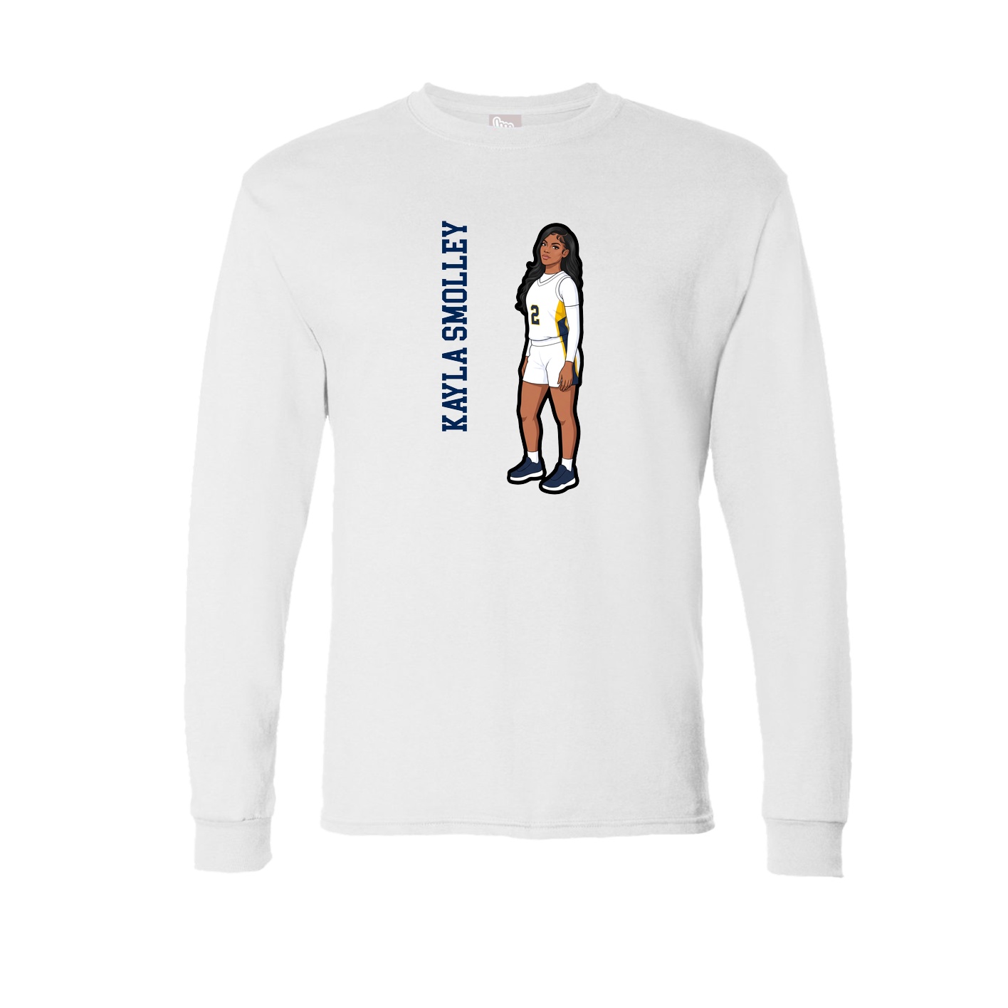 Long Sleeve Tee — Name Vertical in White