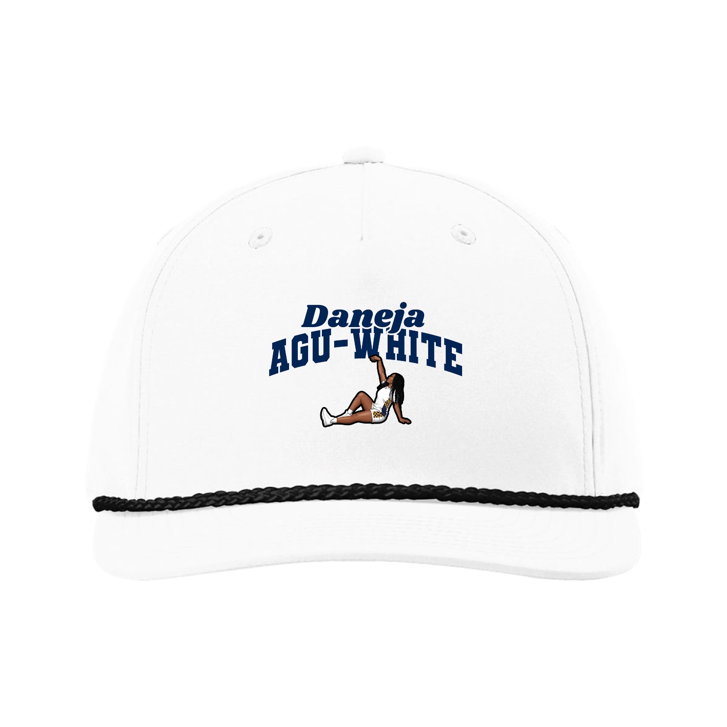 Five-Panel Classic Rope Cap — Signature Arch in White
