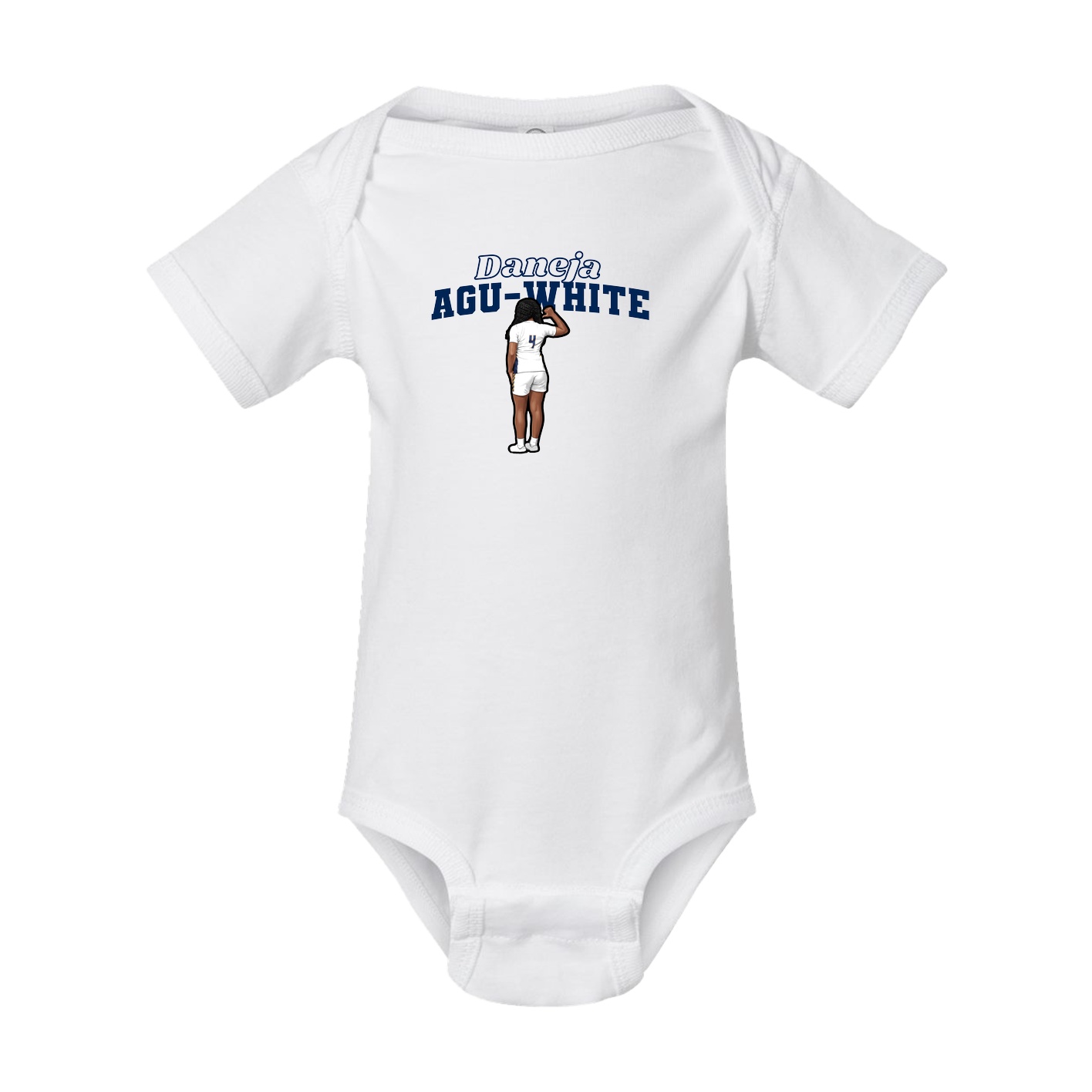 Baby Onesie — Name Arch in White