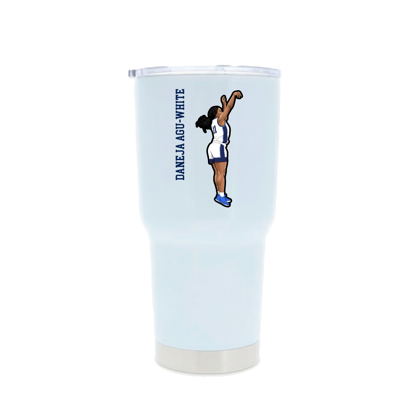 30oz Stainless Steel Tumbler — Name Vertical in White