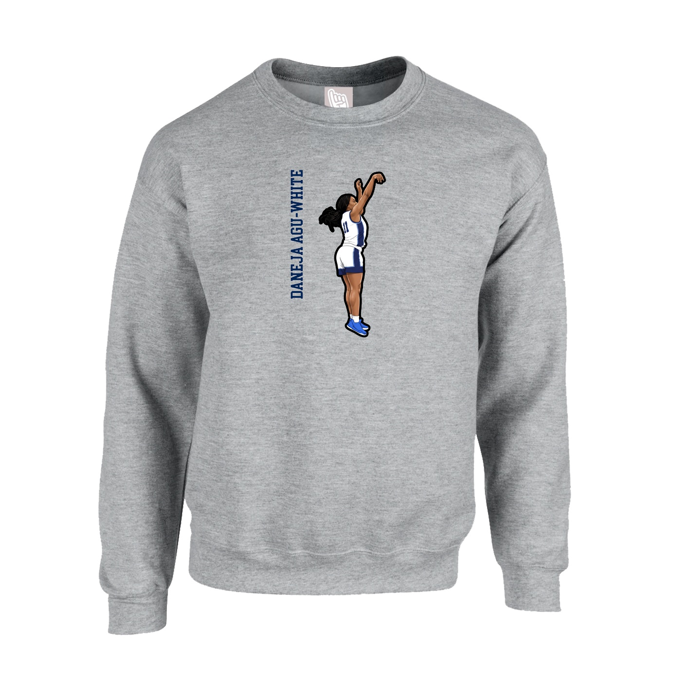 Fleece Crew — Name Vertical in Grey