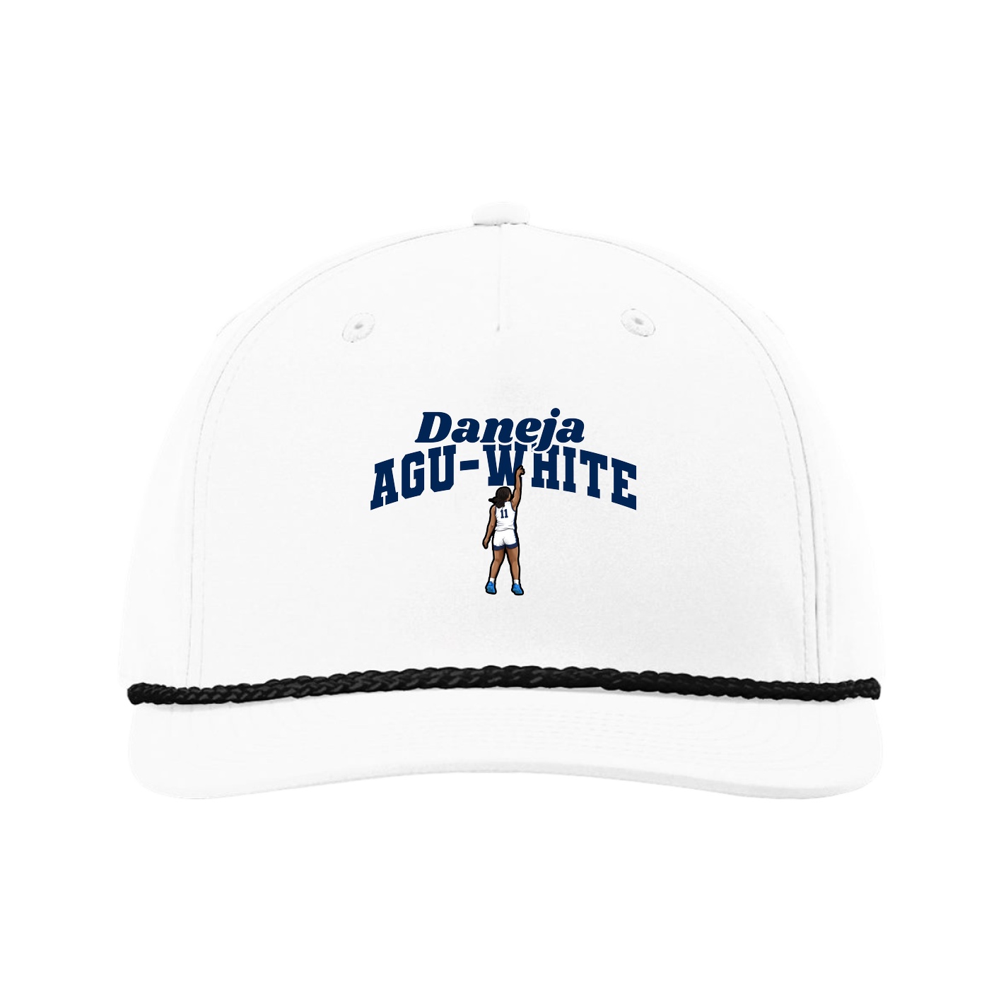 Five-Panel Classic Rope Cap — Signature Arch in White