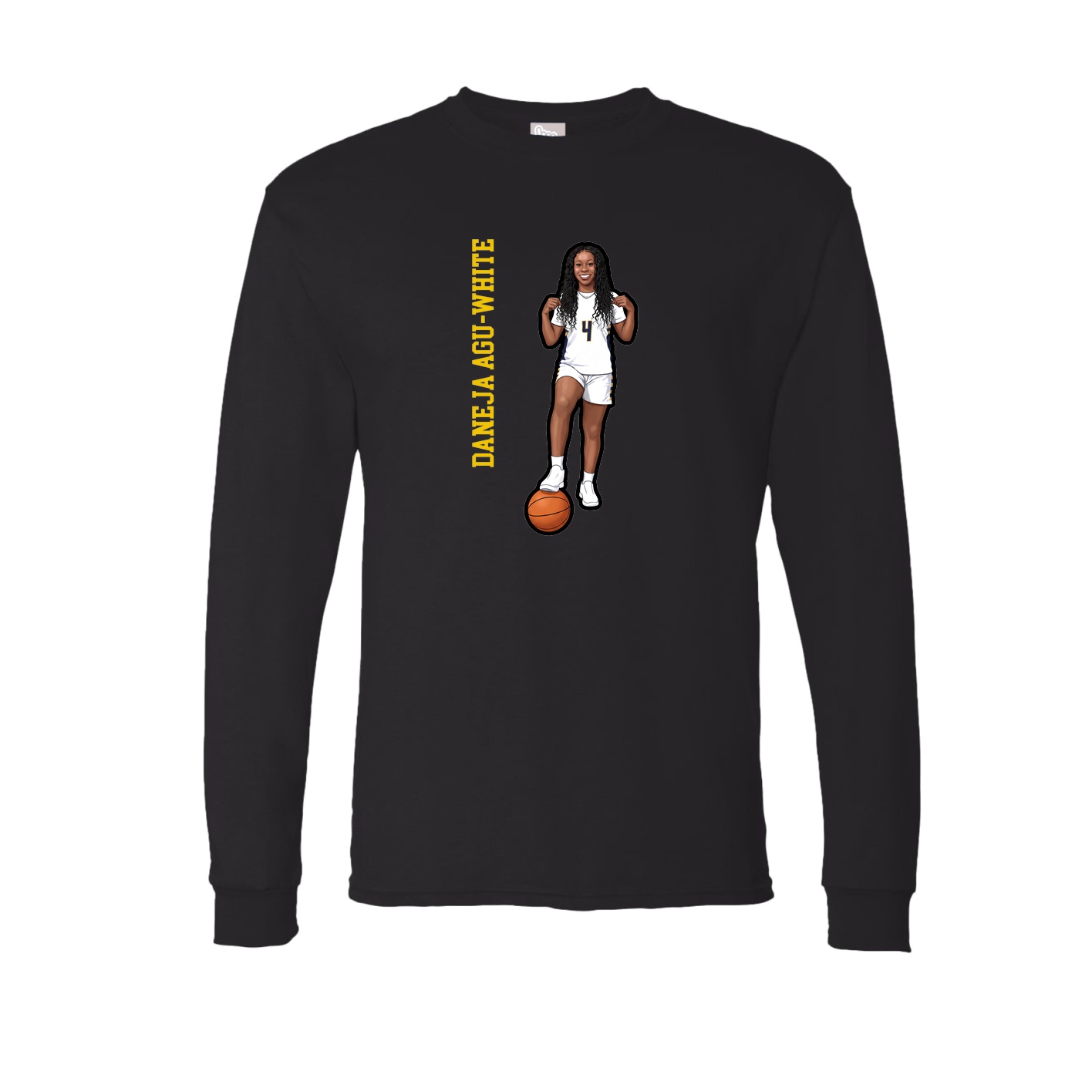 Long Sleeve Tee — Name Vertical in Black