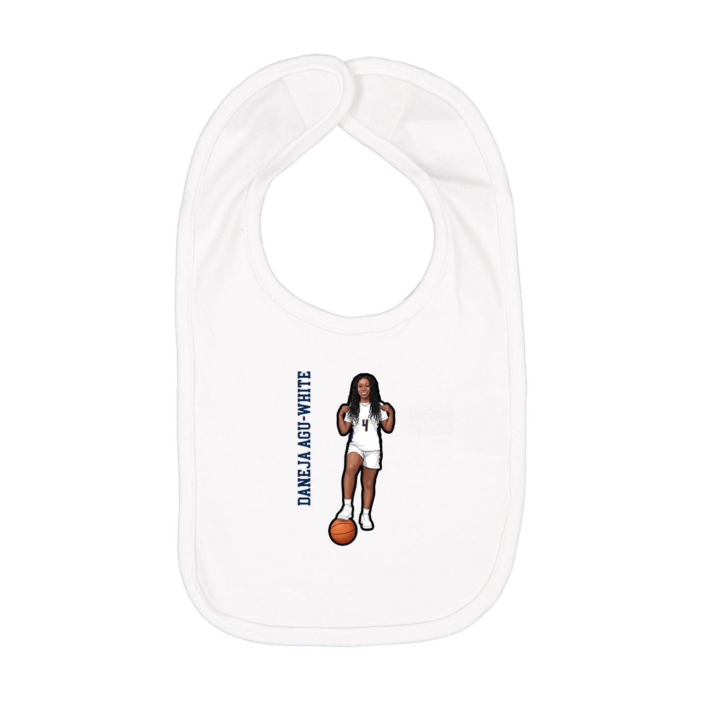 Infant Bib — Name Vertical in White