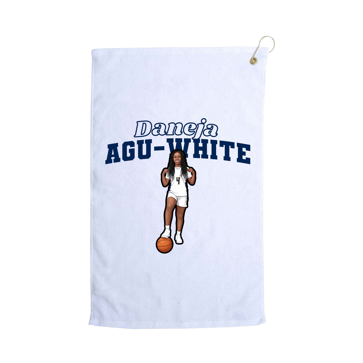 Golf Towel — Name Arch in White