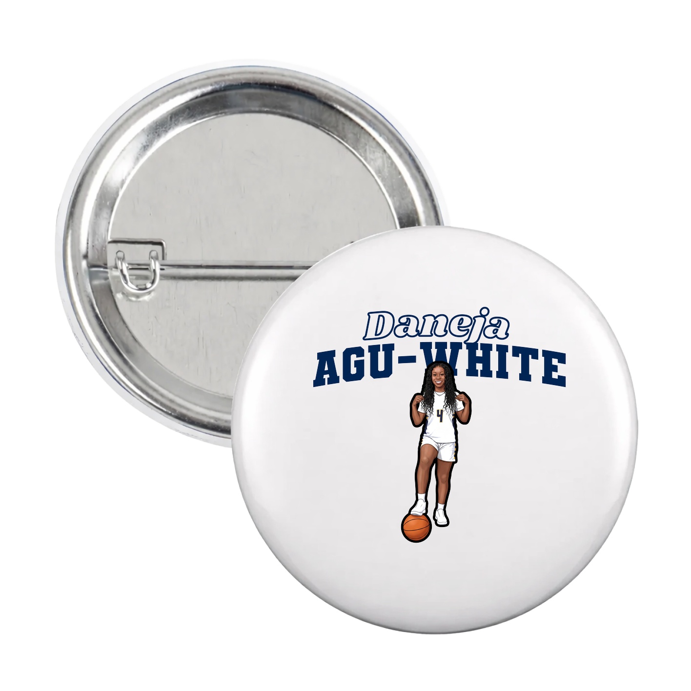 Game Day Button — Name Arch in White