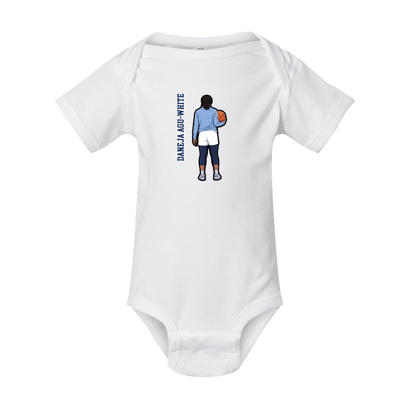 Baby Onesie — Name Vertical in White