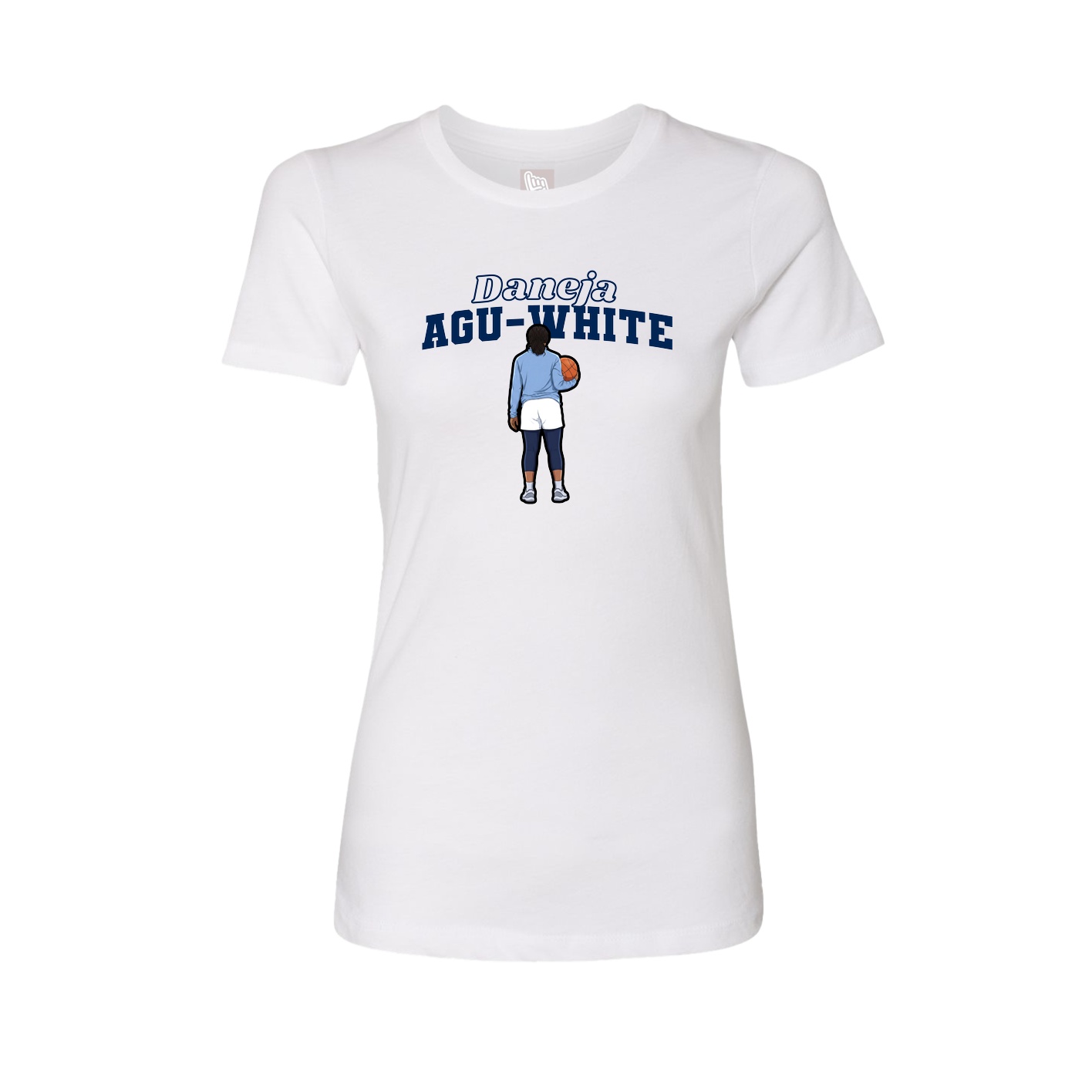 Womens Tee — Name Arch in White