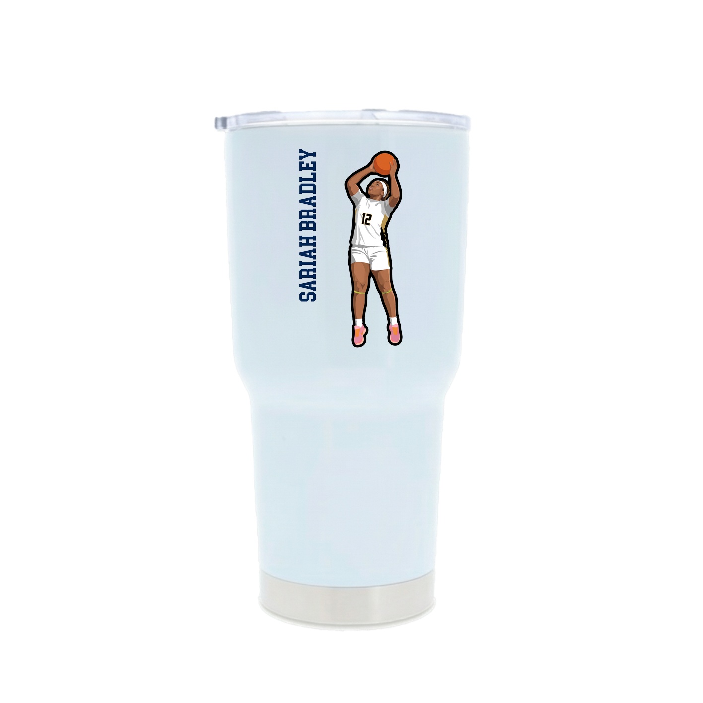 30oz Stainless Steel Tumbler — Name Vertical in White