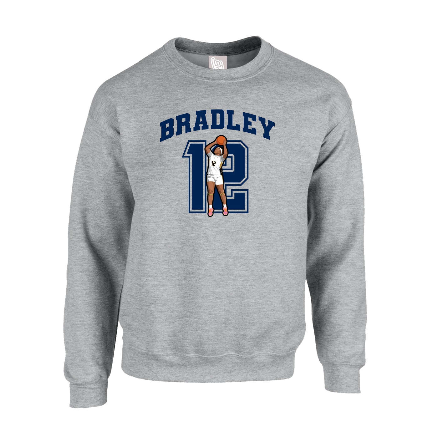 Fleece Crew — Number in Grey