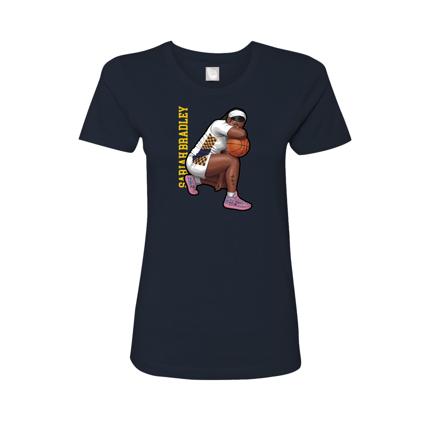 Fitted Women's Tee — Name Vertical in Navy