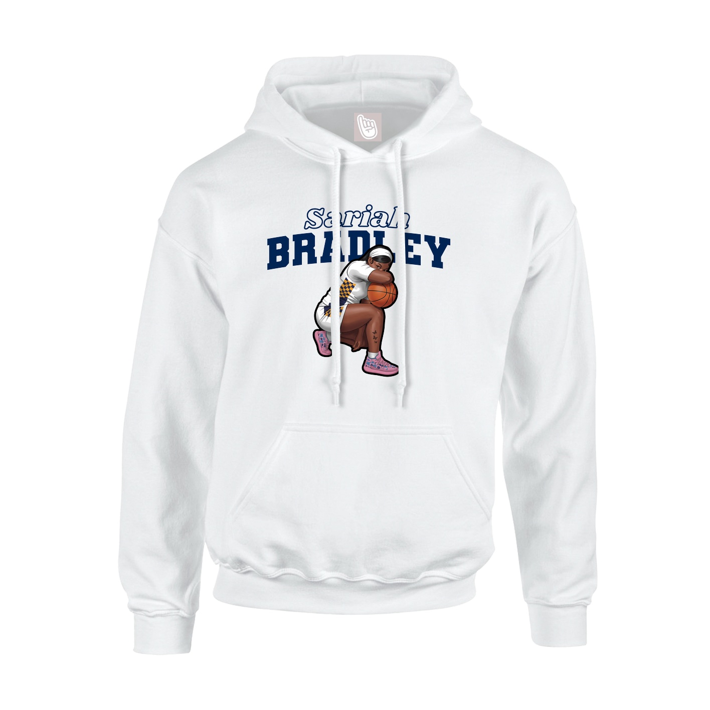 Youth Hoodie — Name Arch in White