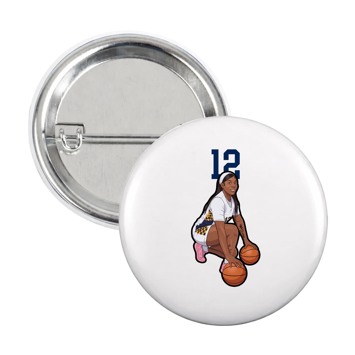 Game Day Button — Number Top in White
