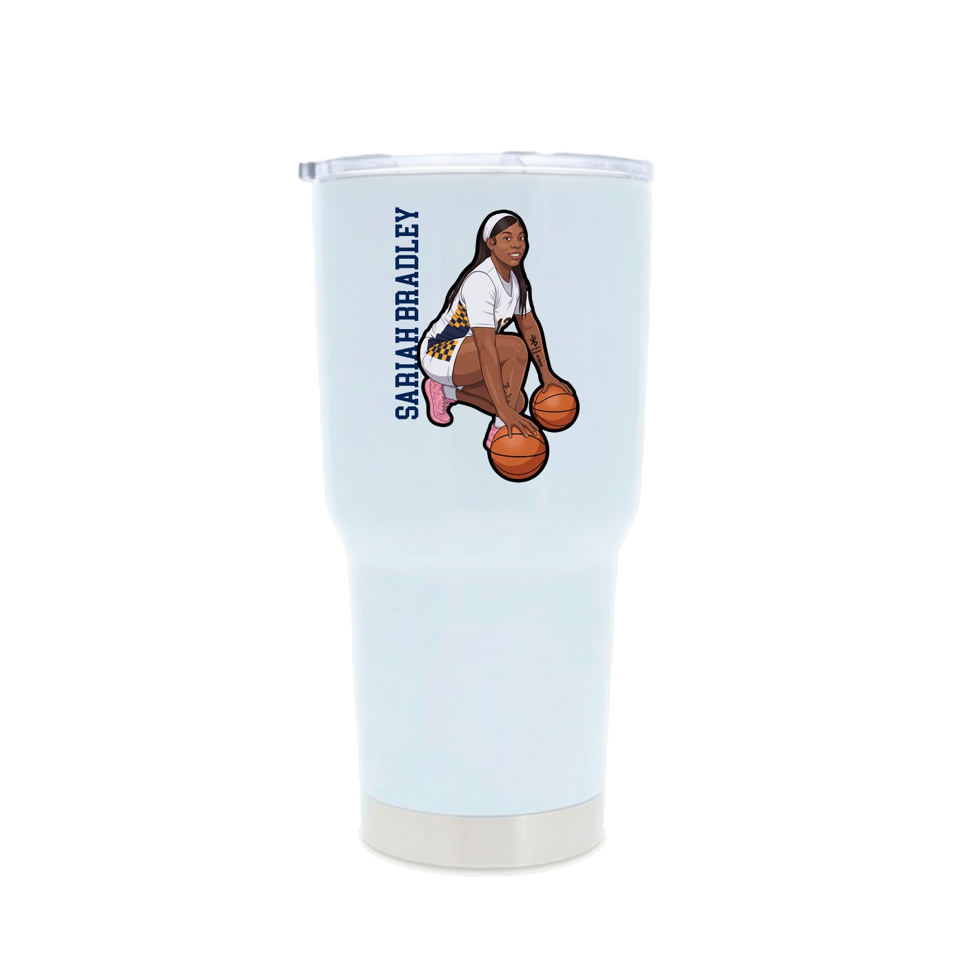 30oz Stainless Steel Tumbler — Name Vertical in White