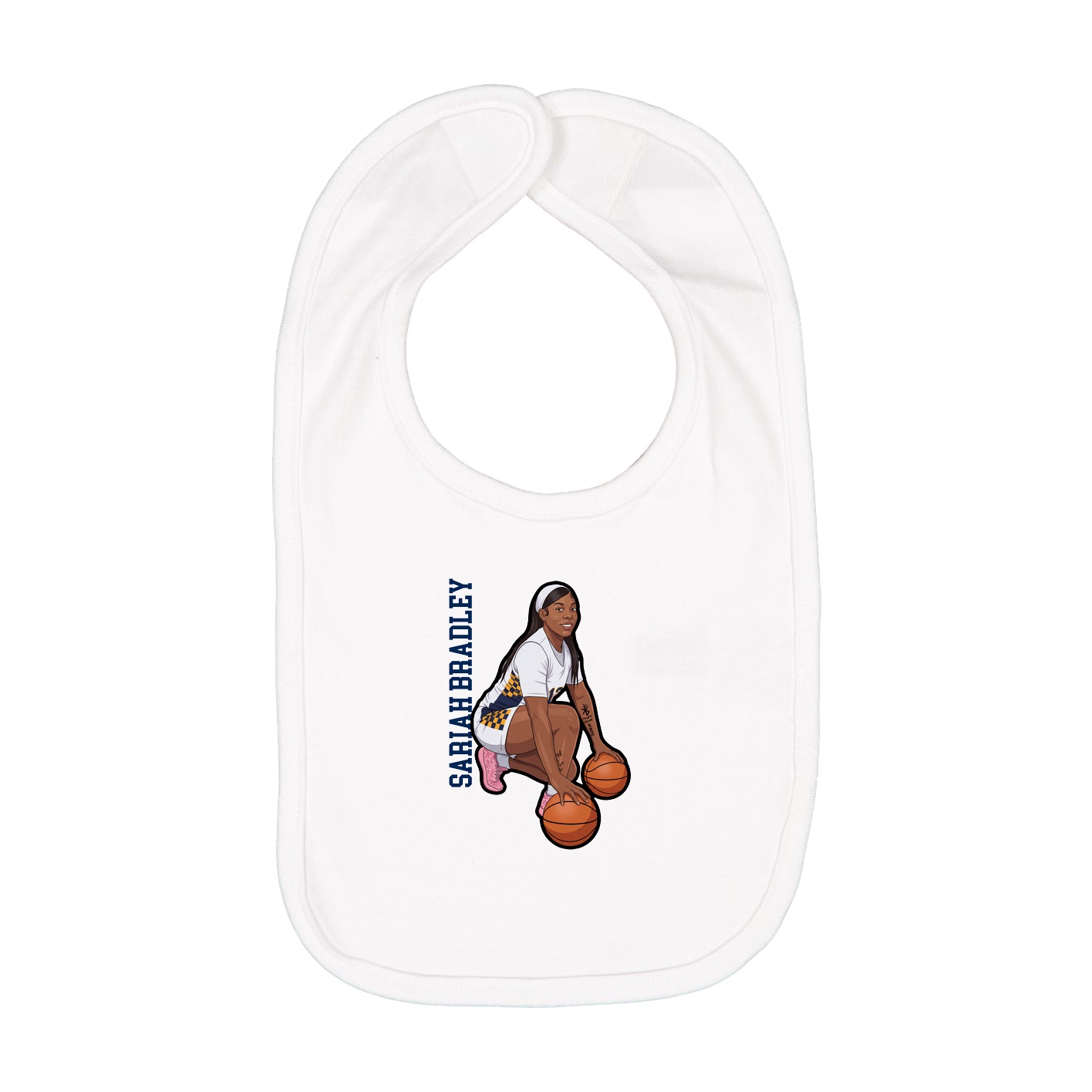 Infant Bib — Name Vertical in White