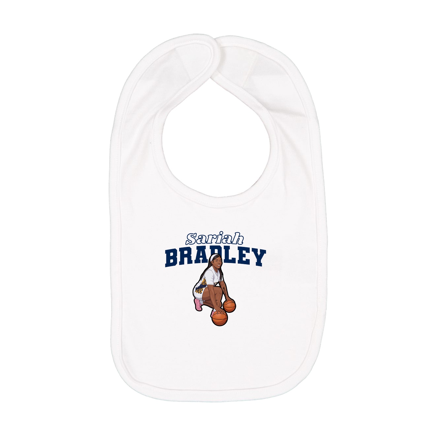 Infant Bib — Name Arch in White