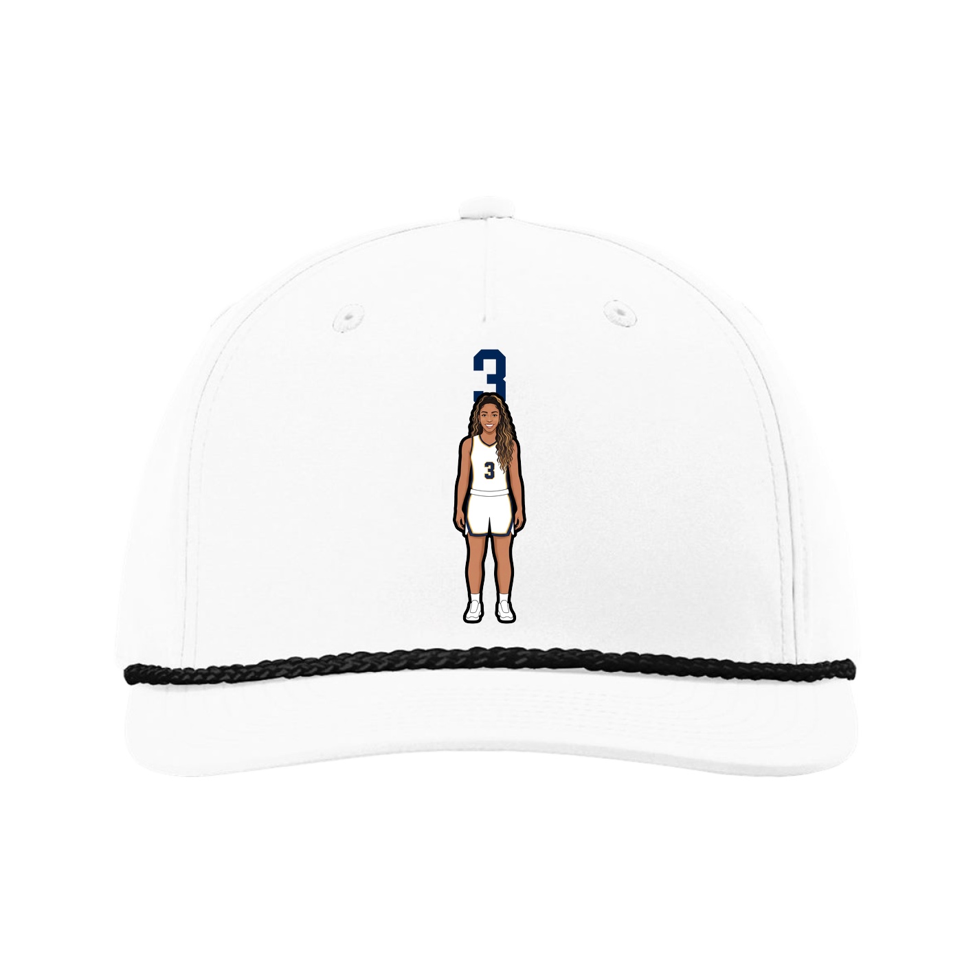 Five-Panel Classic Rope Cap — Number Top in White