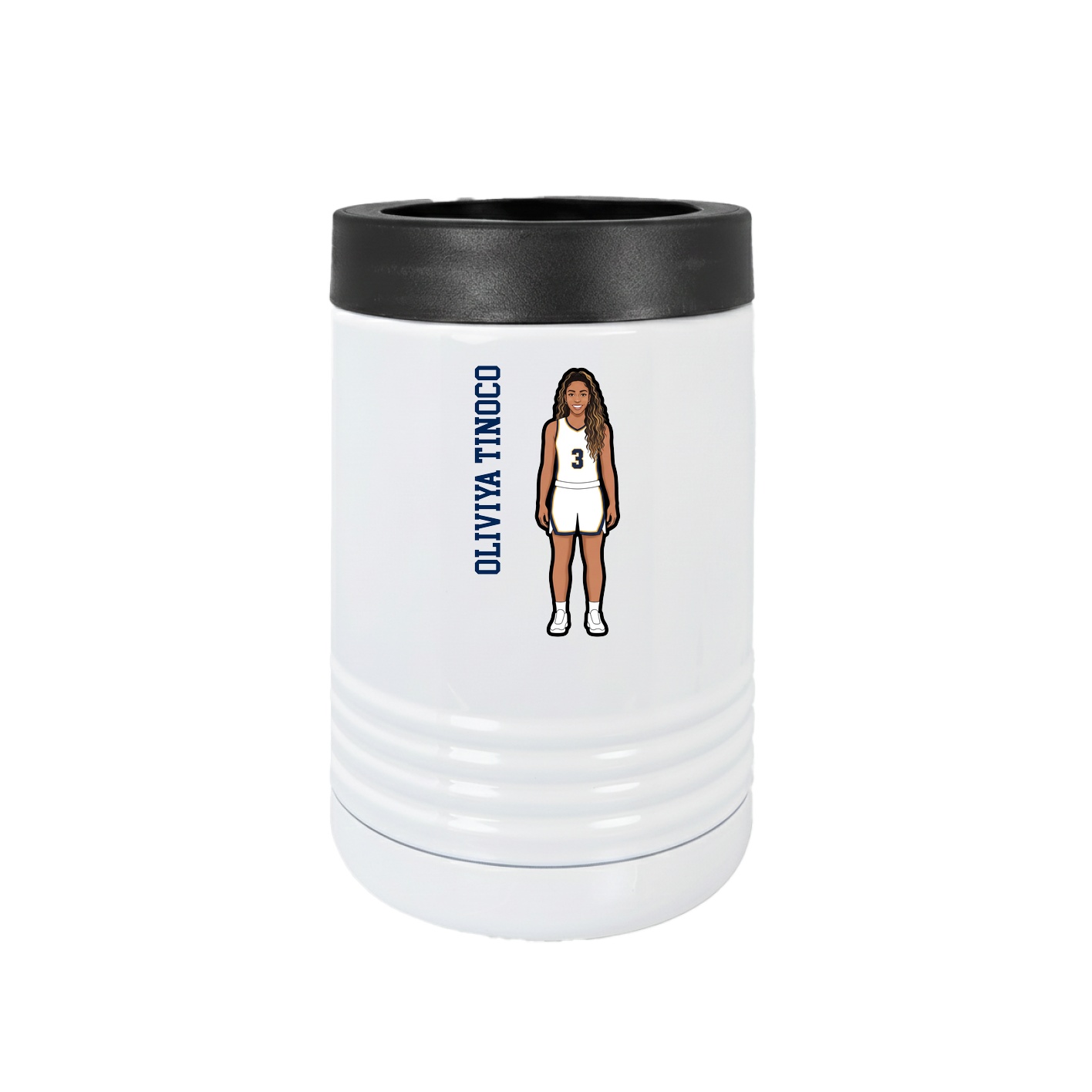 Beverage Holder — Name Vertical in White