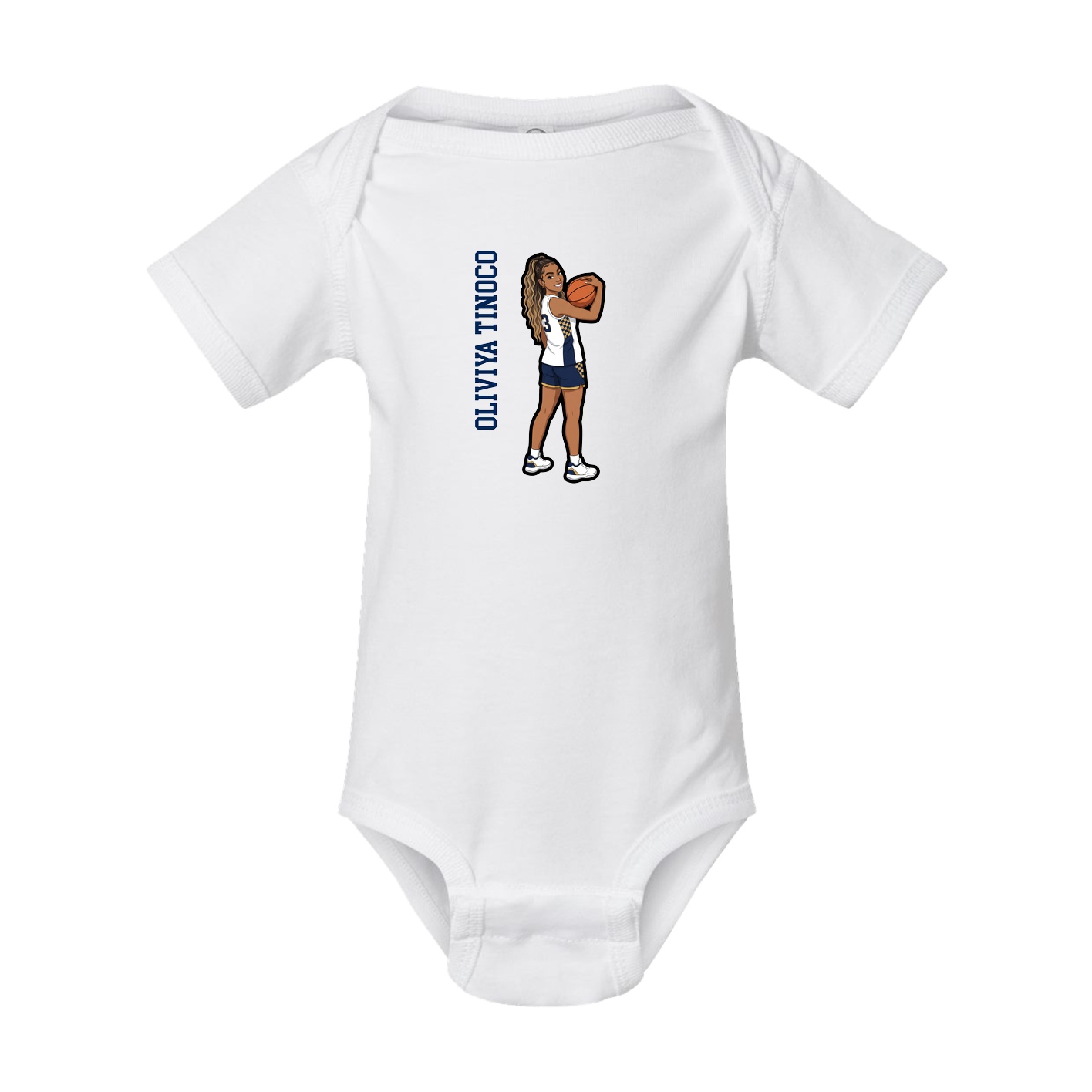 Baby Onesie — Name Vertical in White