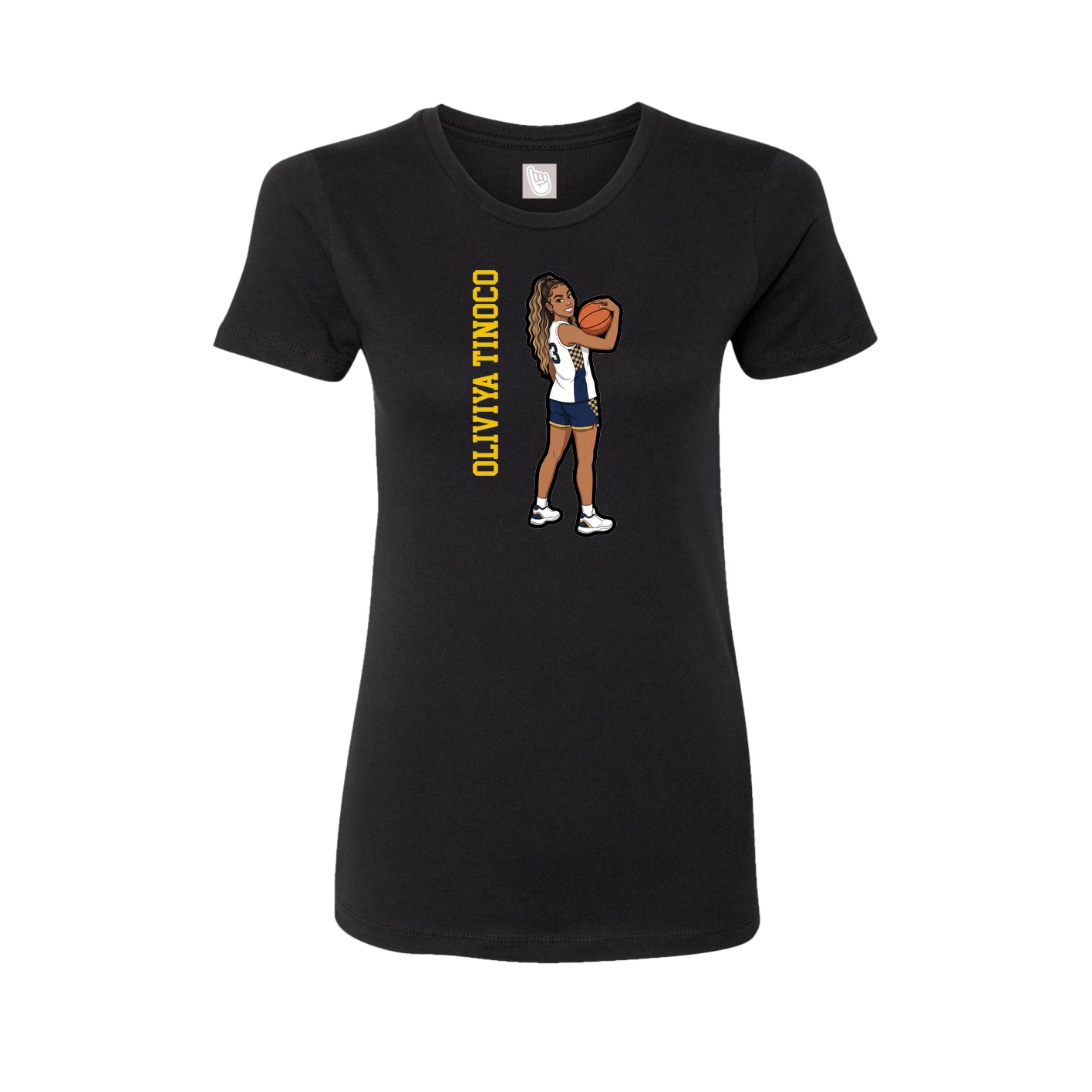 Womens Tee — Name Vertical in Black