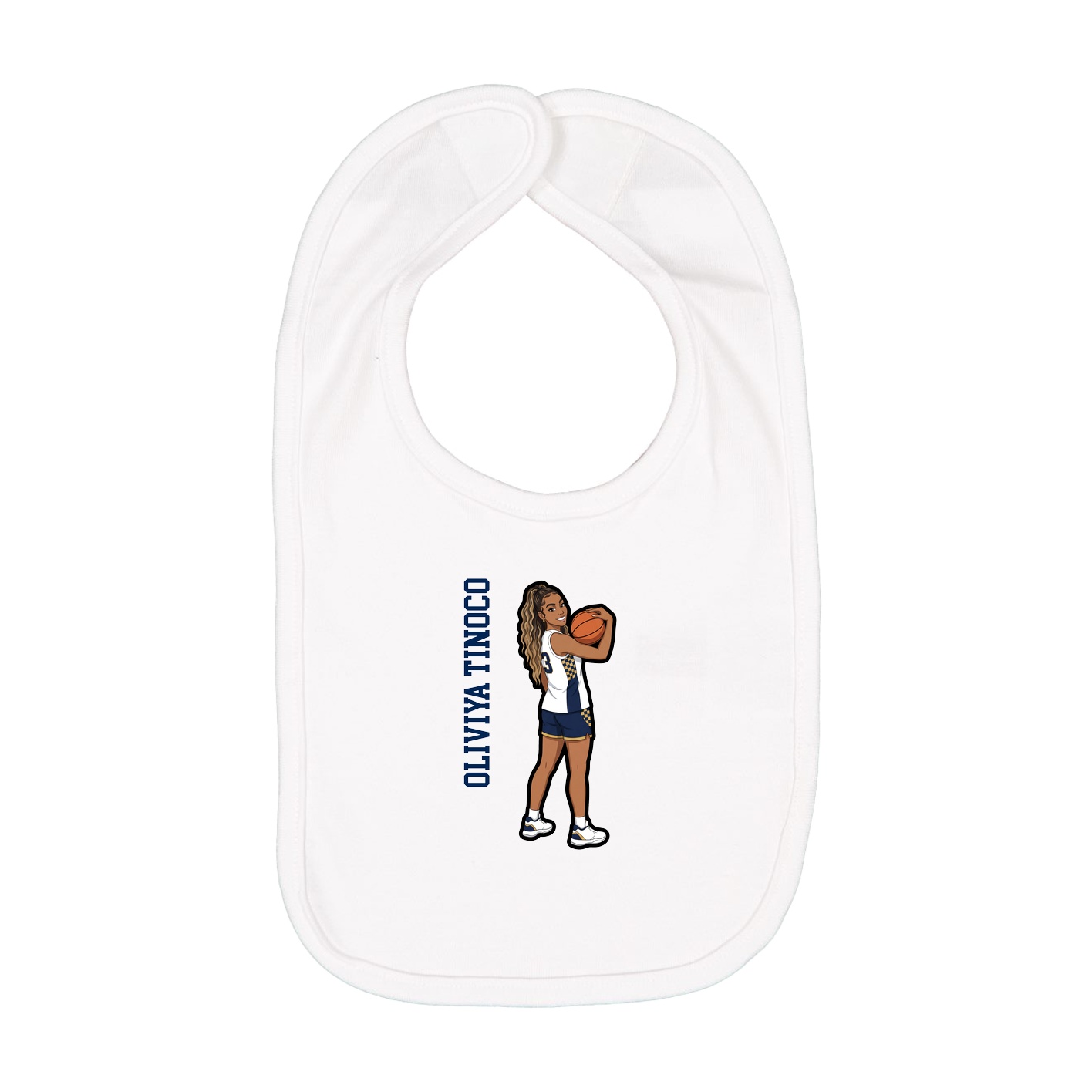 Infant Bib — Name Vertical in White