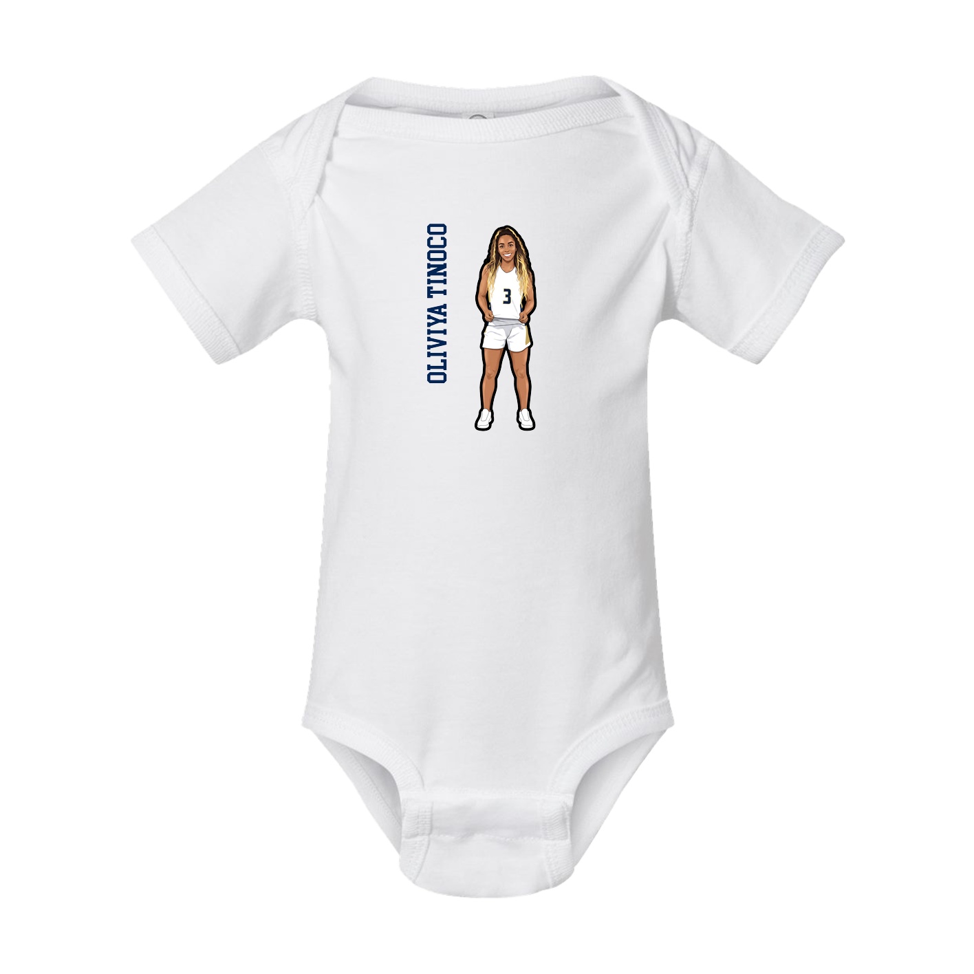 Baby Onesie — Name Vertical in White
