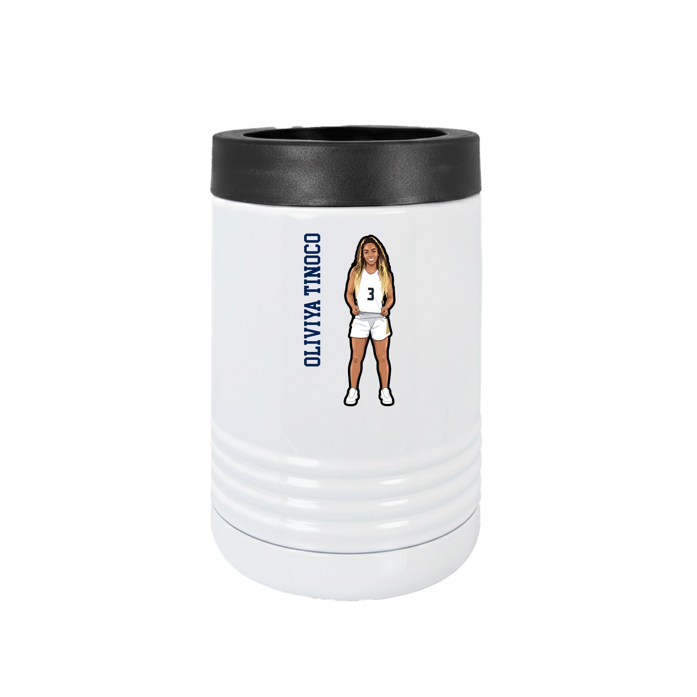 Beverage Holder — Name Vertical in White