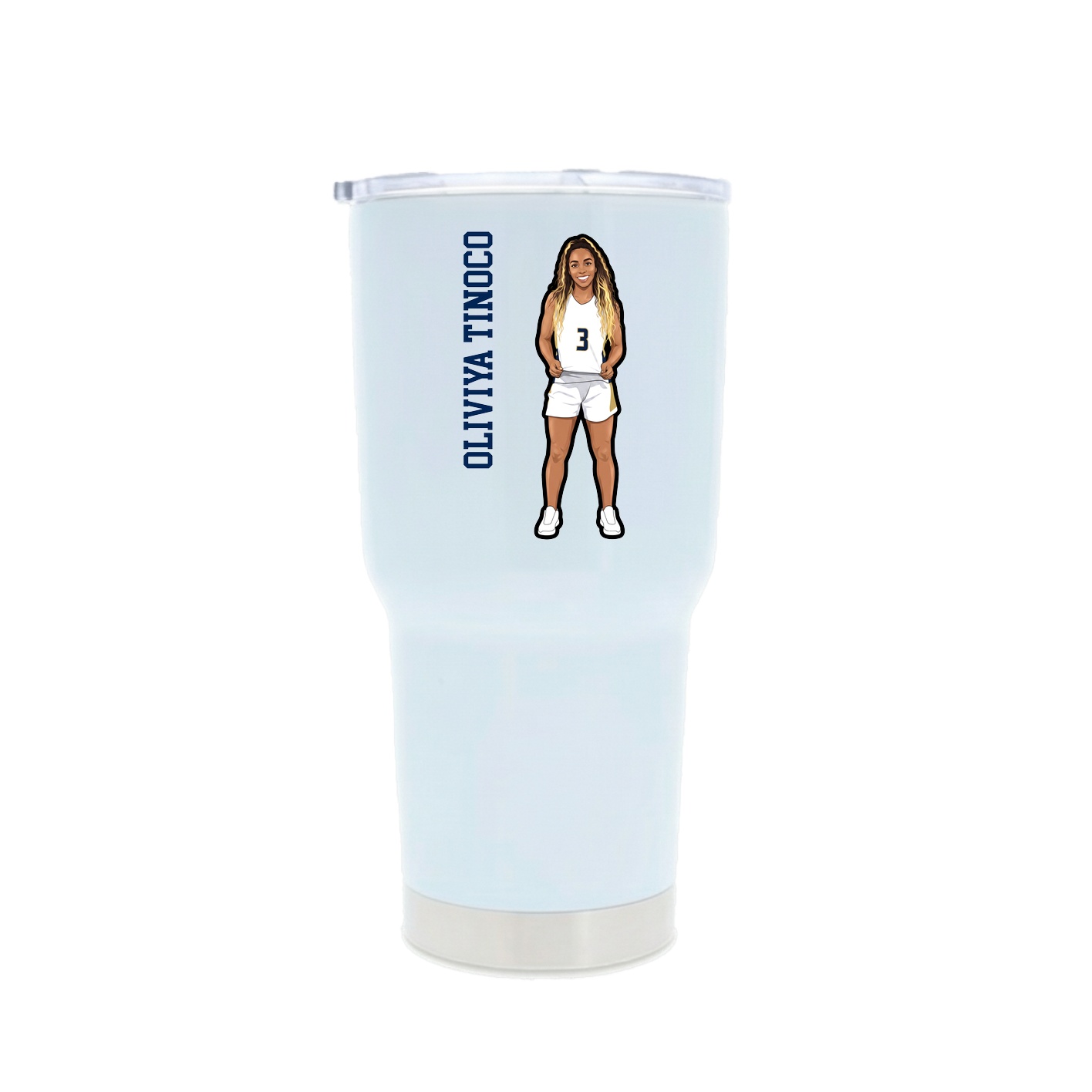30oz Stainless Steel Tumbler — Name Vertical in White