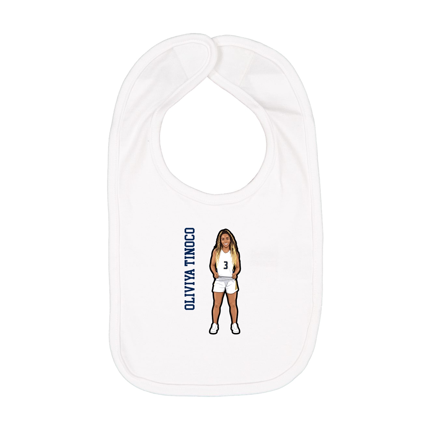 Infant Bib — Name Vertical in White