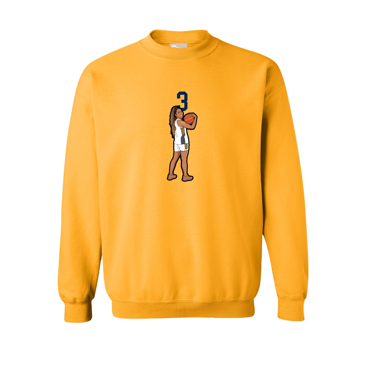 Fleece Crew — Number Top in Gold