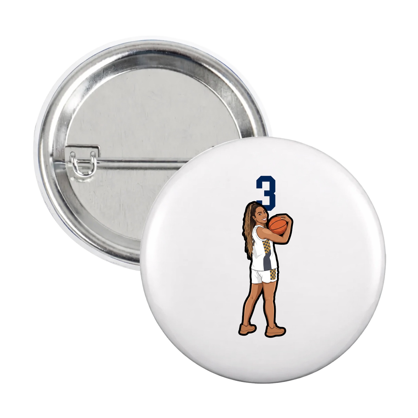 Game Day Button — Number Top in White