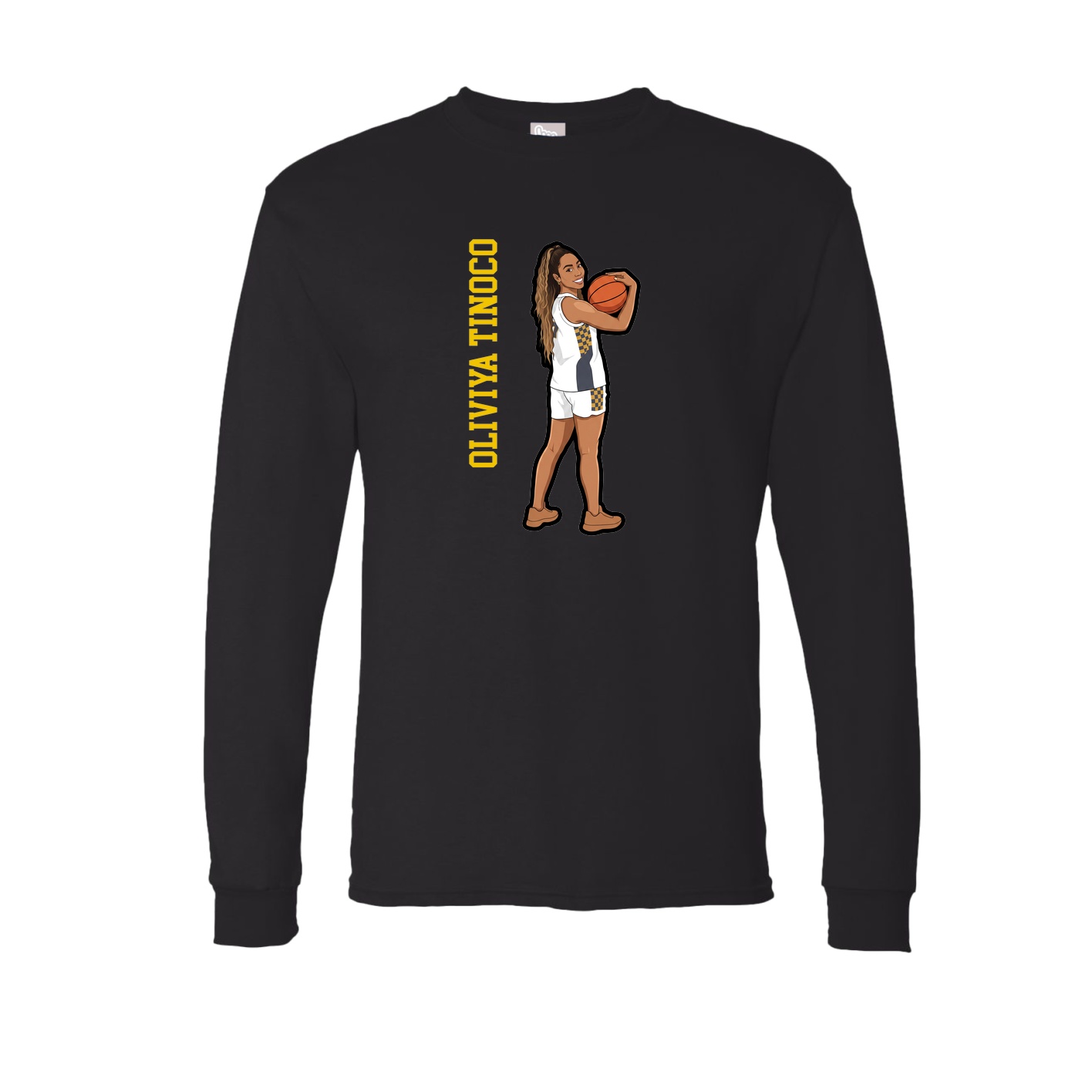 Long Sleeve Tee — Name Vertical in Black