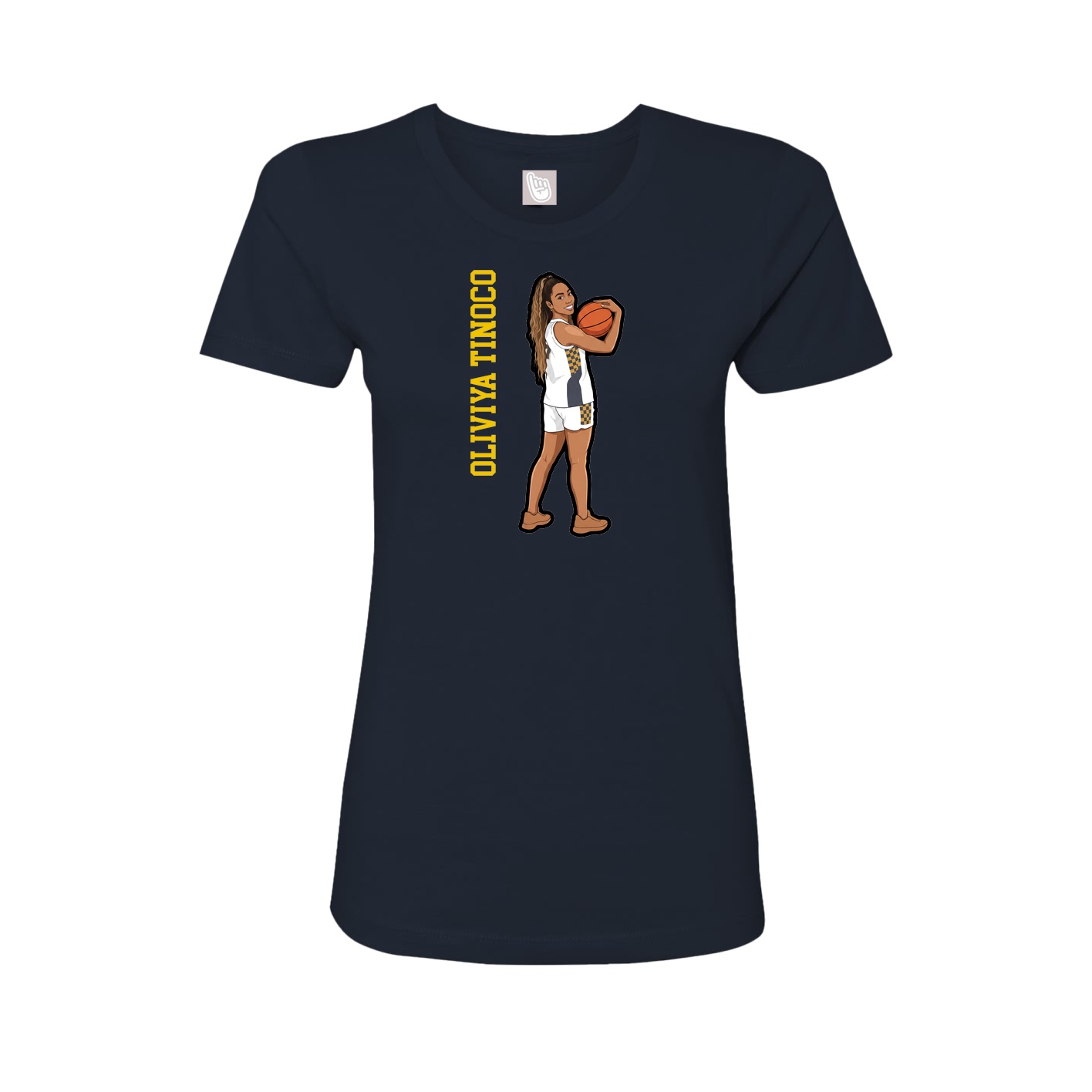 Womens Tee — Name Vertical in Navy