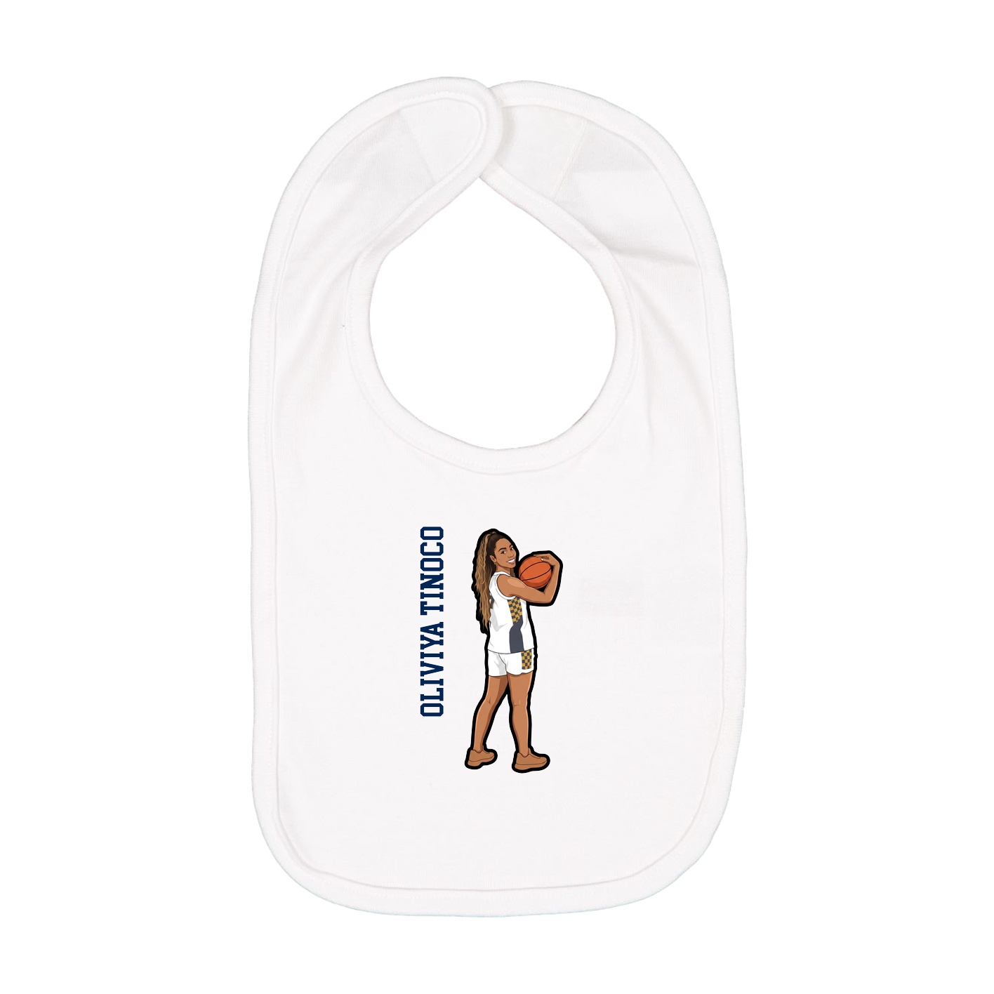 Infant Bib — Name Vertical in White