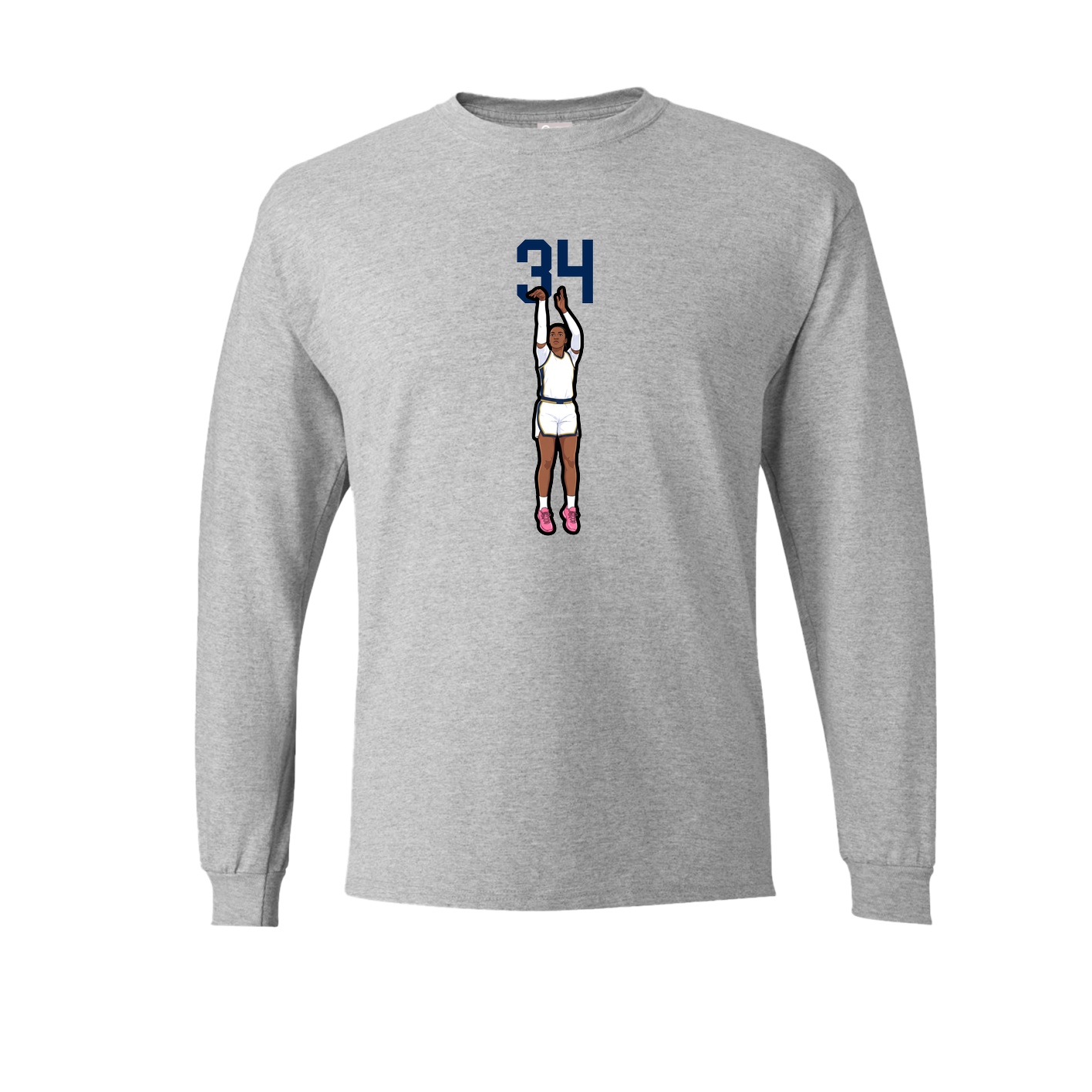 Long Sleeve Tee — Number Top in Grey