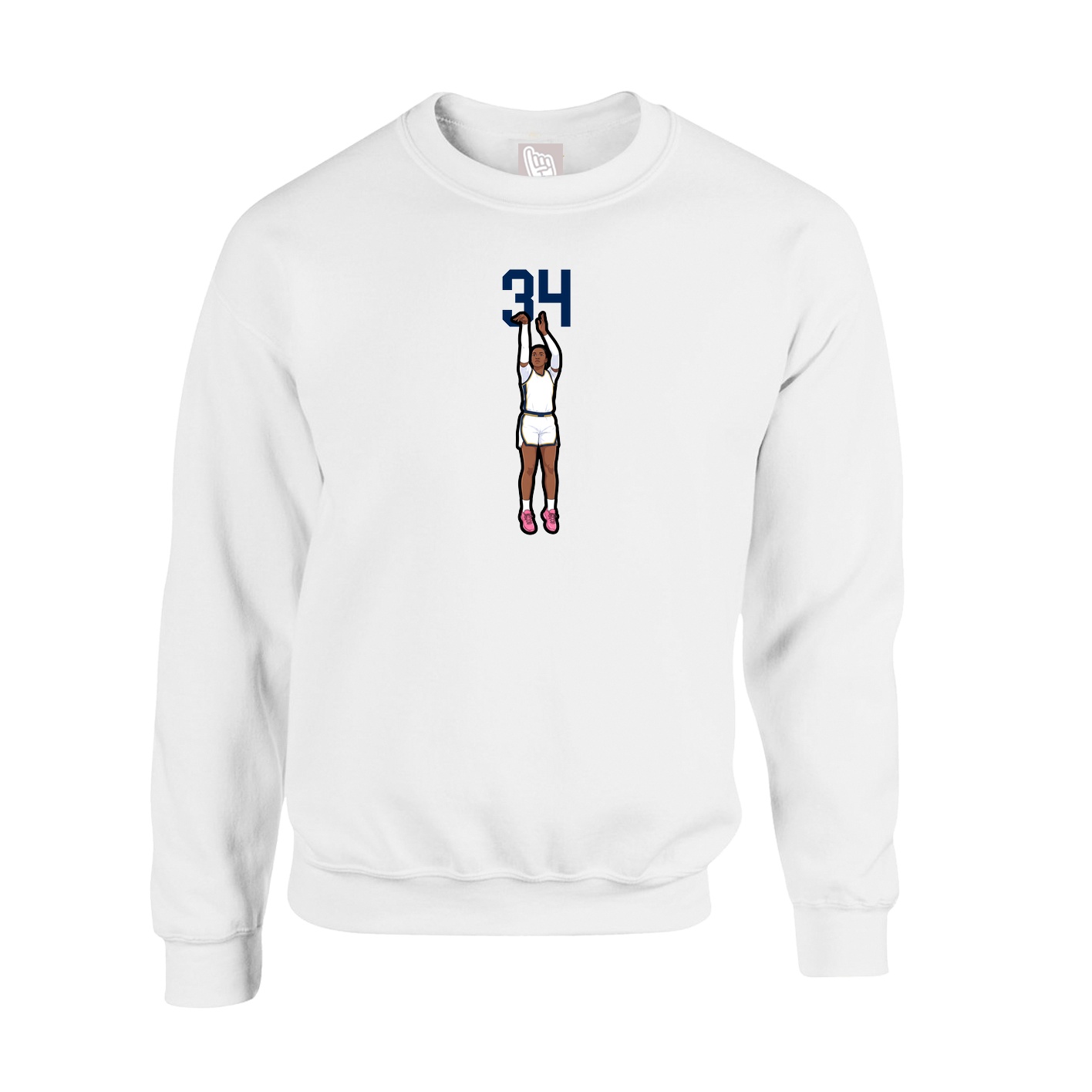 Fleece Crew — Number Top in White