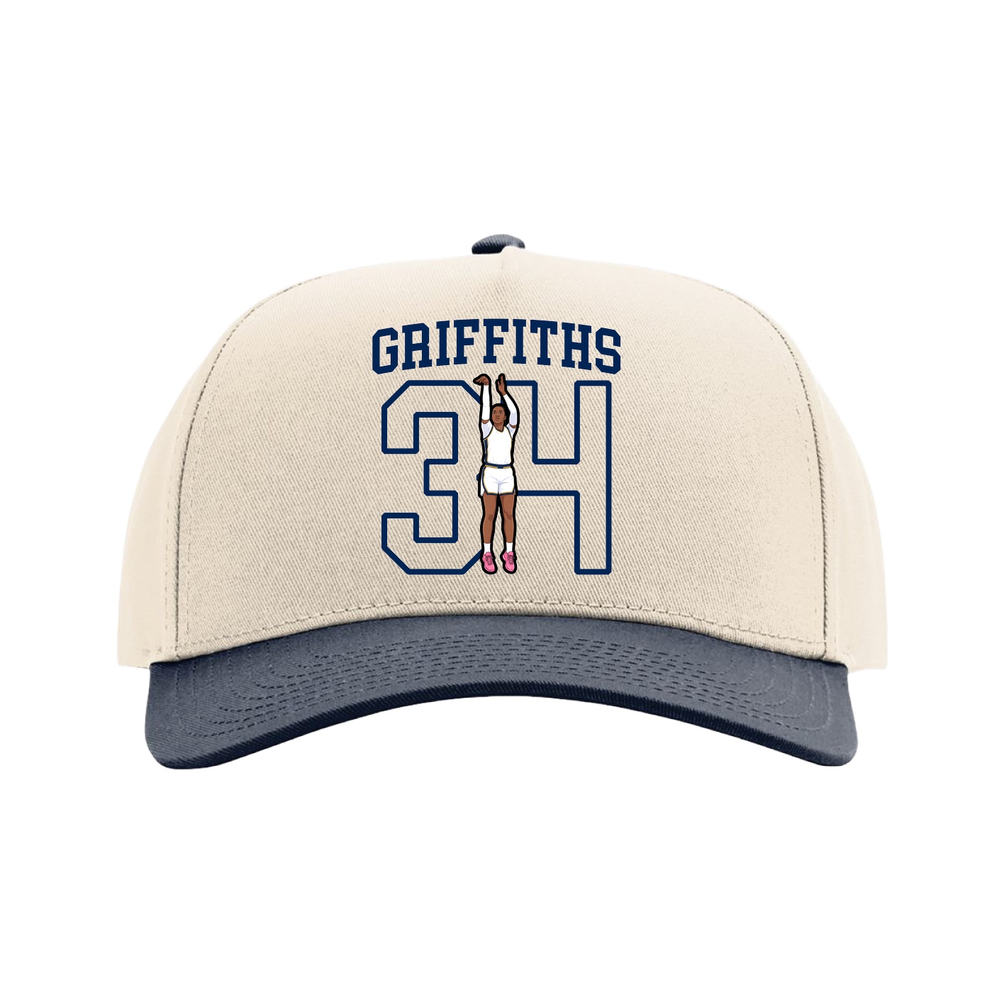 Full Fabric Five-Panel Champ Cap — Shirsey in Cream/Navy