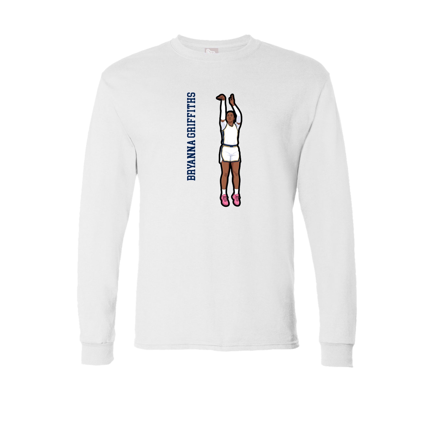Long Sleeve Tee — Name Vertical in White