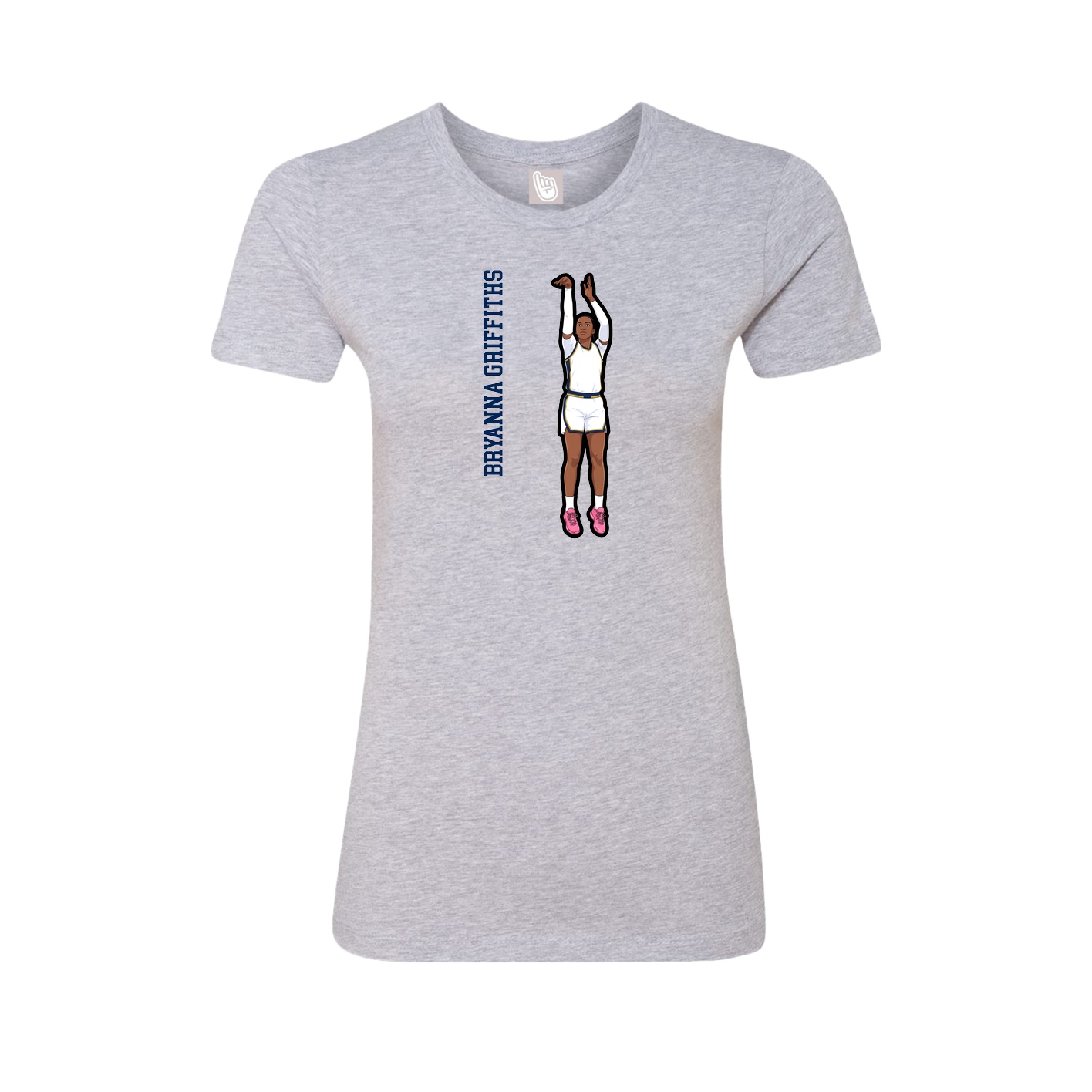 Fitted Women's Tee — Name Vertical in Grey