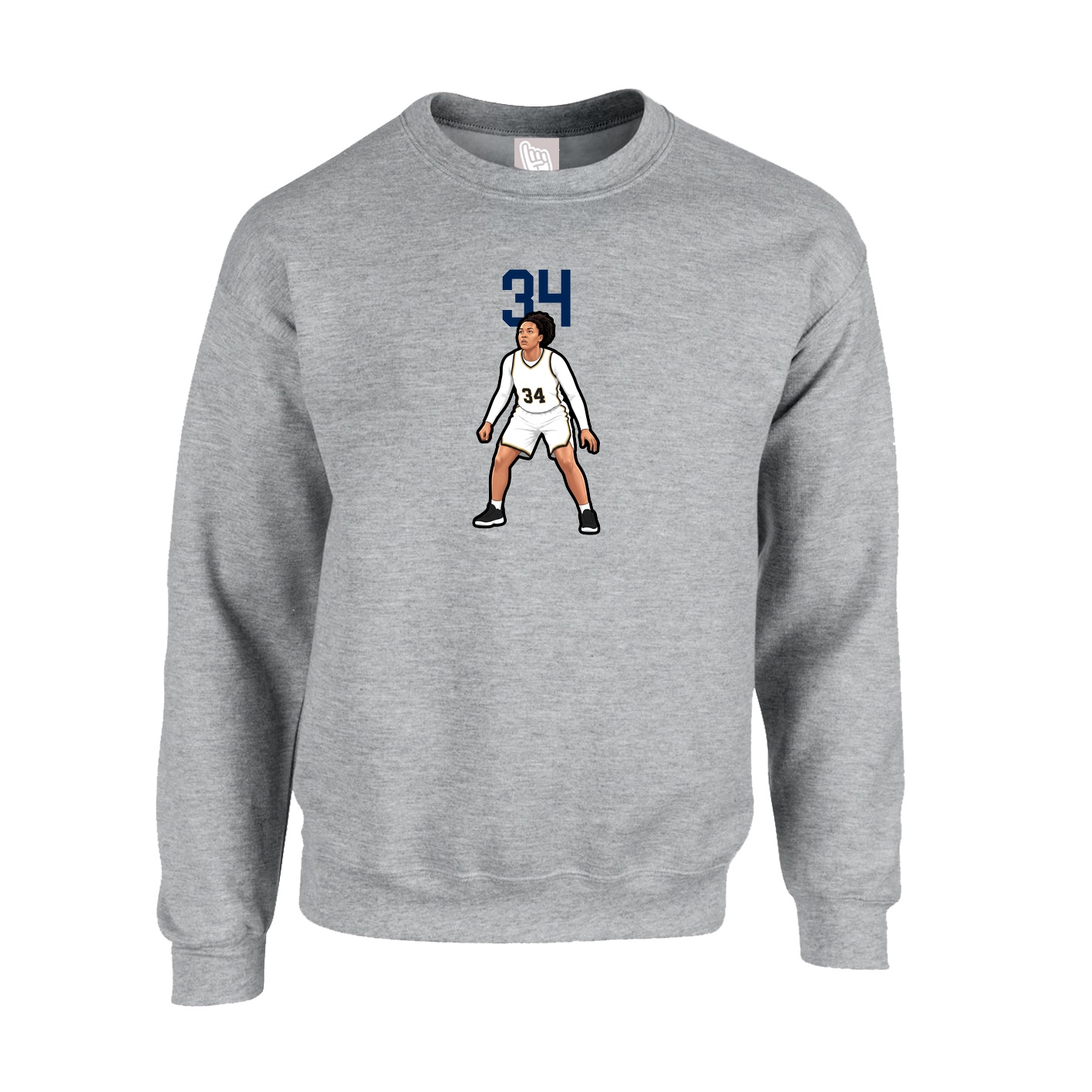 Fleece Crew — Number Top in Grey